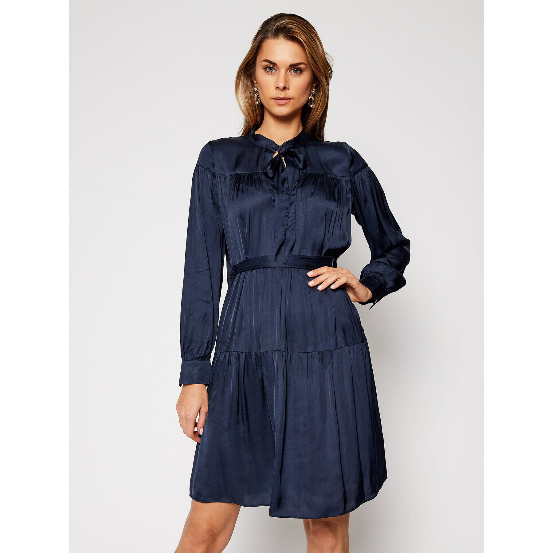 Trussardi Рокля тип риза Satin 56D00463 Тъмносин Regular Fit - Pepit.bg