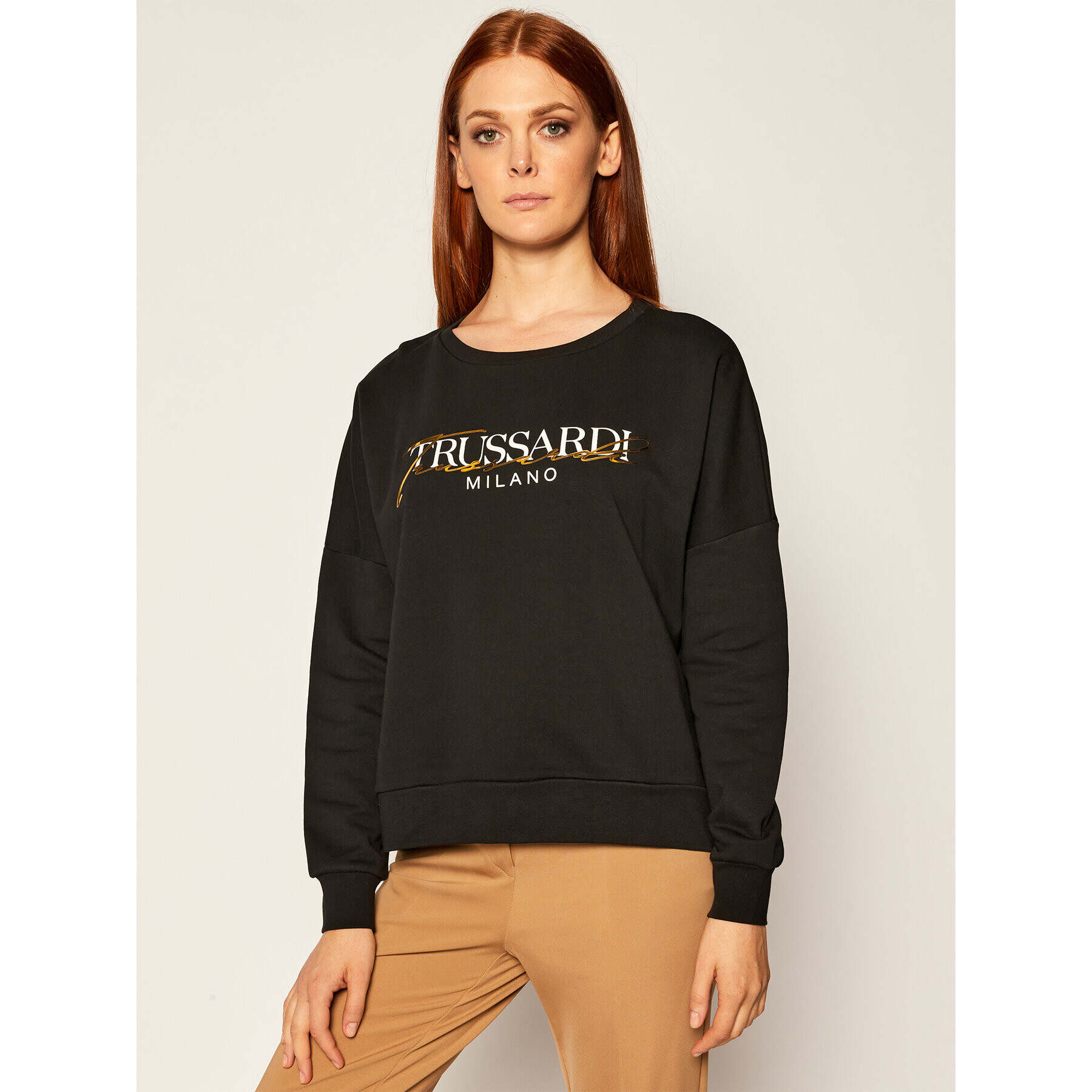 Trussardi Суитшърт 56F00103 Черен Over Fit - Pepit.bg