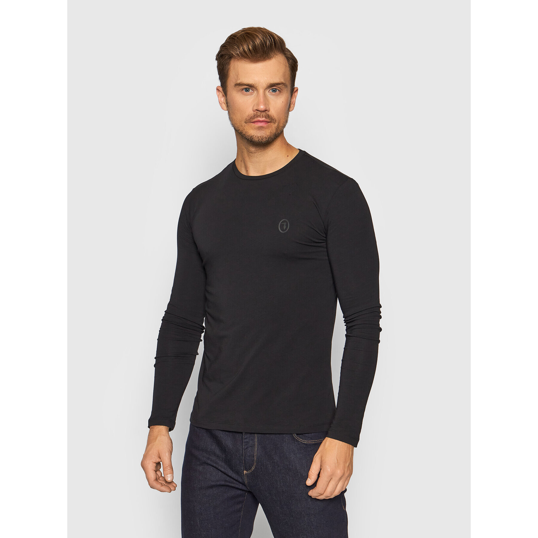 Trussardi Тениска с дълъг ръкав 52T00538 Черен Slim Fit - Pepit.bg