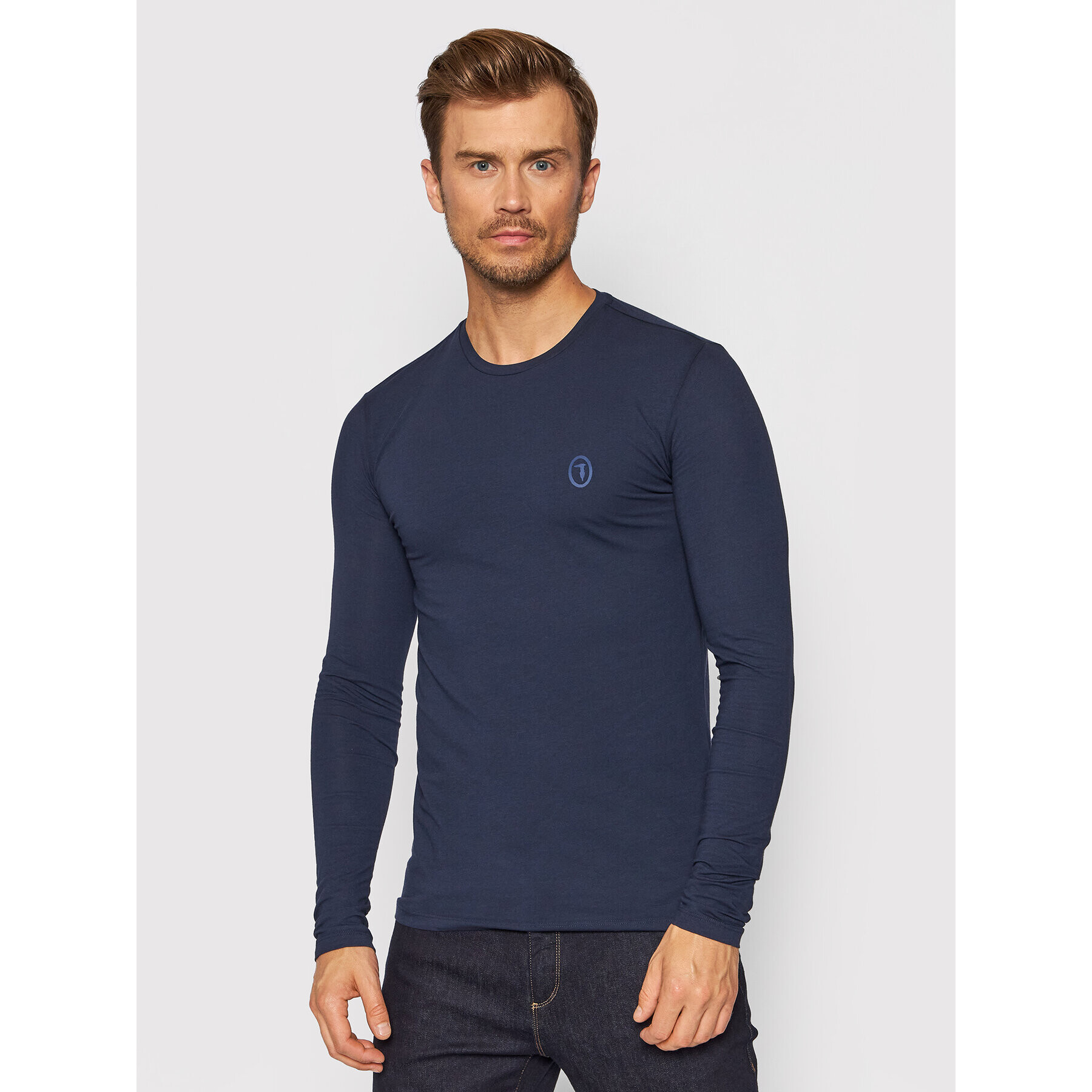 Trussardi Тениска с дълъг ръкав 52T00538 Тъмносин Slim Fit - Pepit.bg