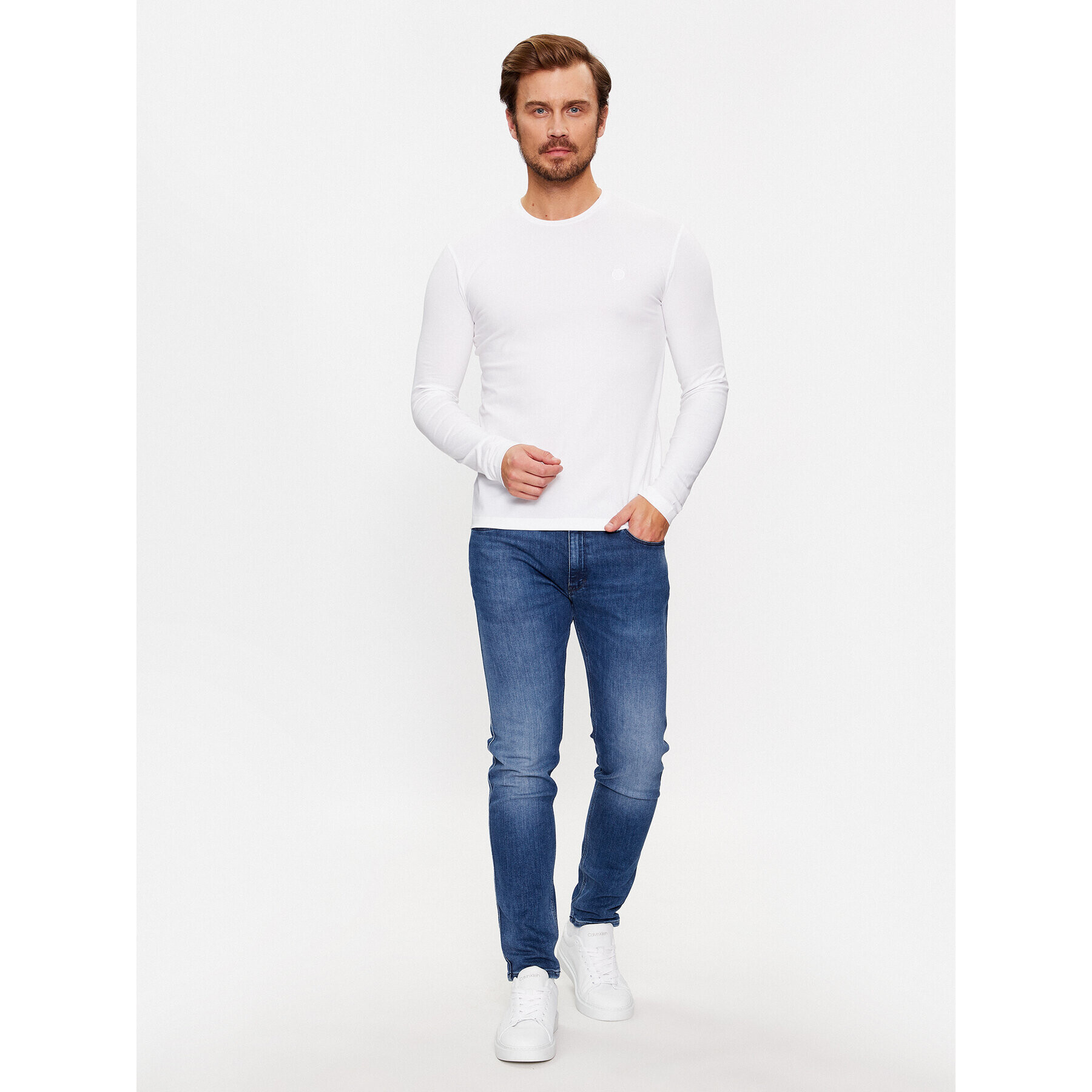 Trussardi Тениска с дълъг ръкав 52T00763 Бял Regular Fit - Pepit.bg