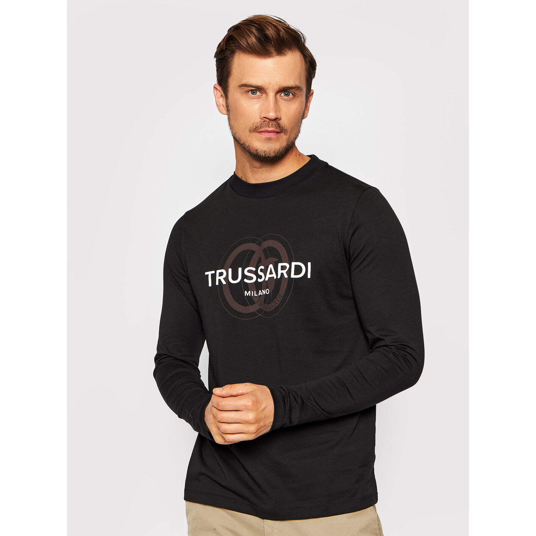 Trussardi Тениска с дълъг ръкав Logo 52T00540 Черен Regular Fit - Pepit.bg