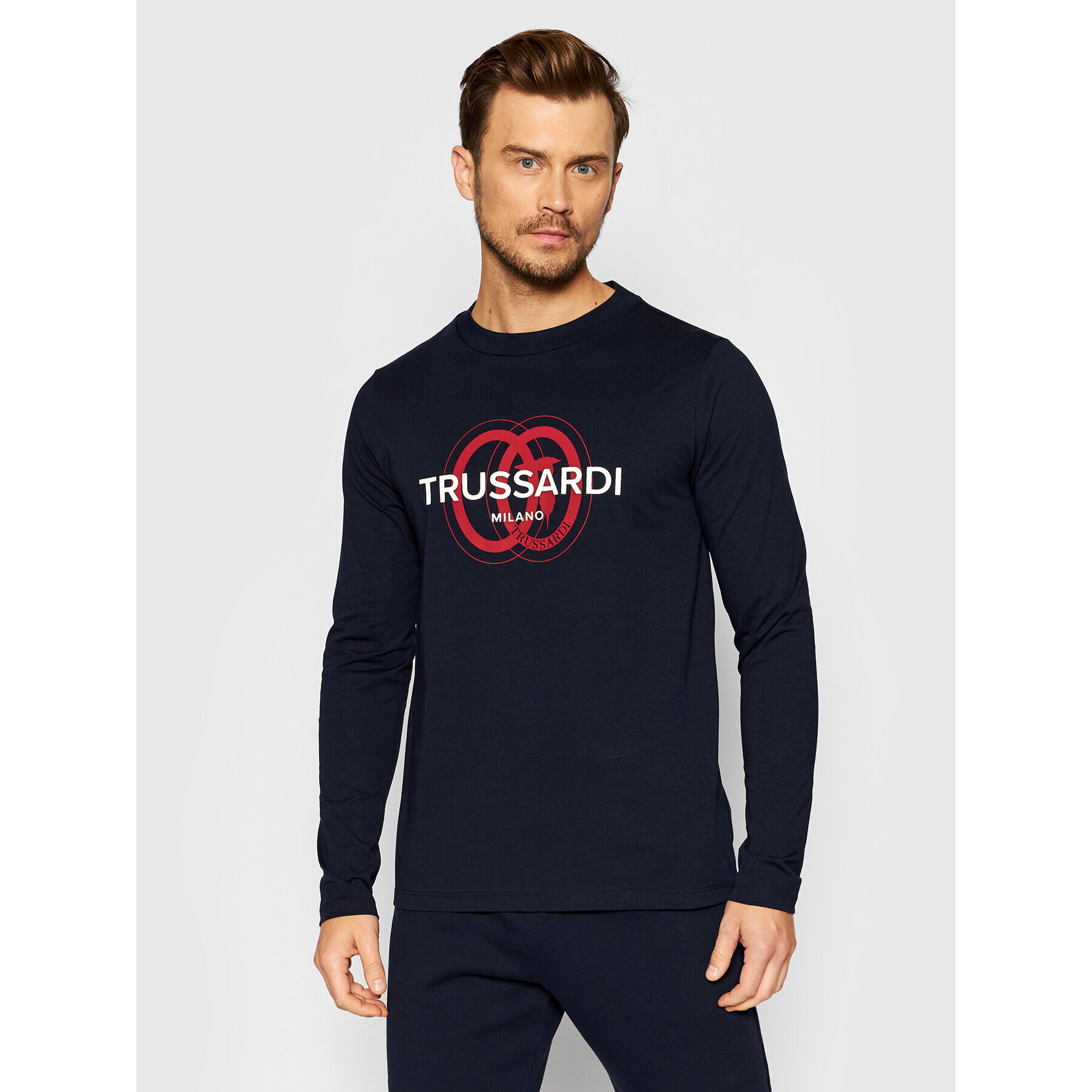 Trussardi Тениска с дълъг ръкав Logo 52T00540 Тъмносин Regular Fit - Pepit.bg