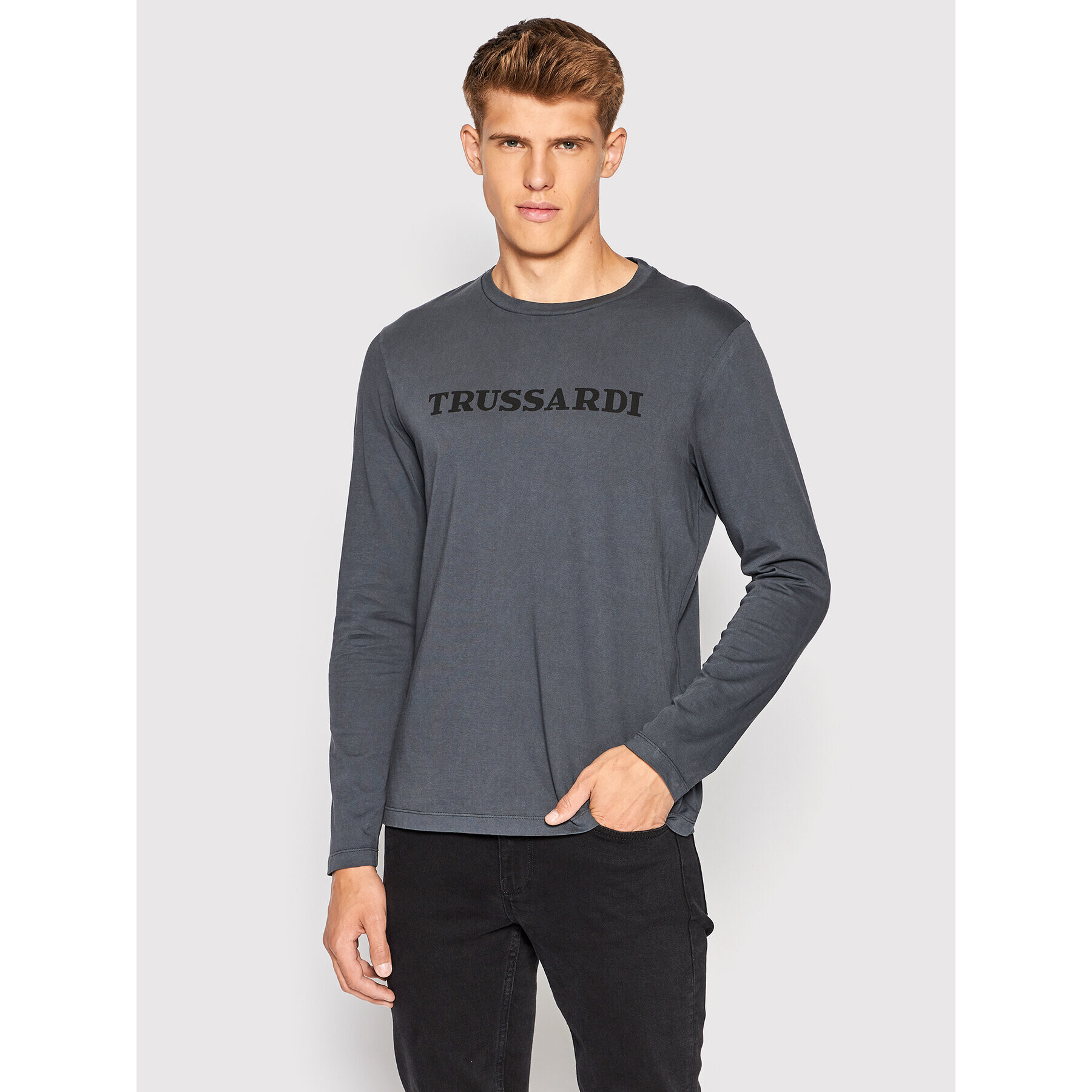 Trussardi Тениска с дълъг ръкав Logo Print 52T00643 Сив Regular Fit - Pepit.bg