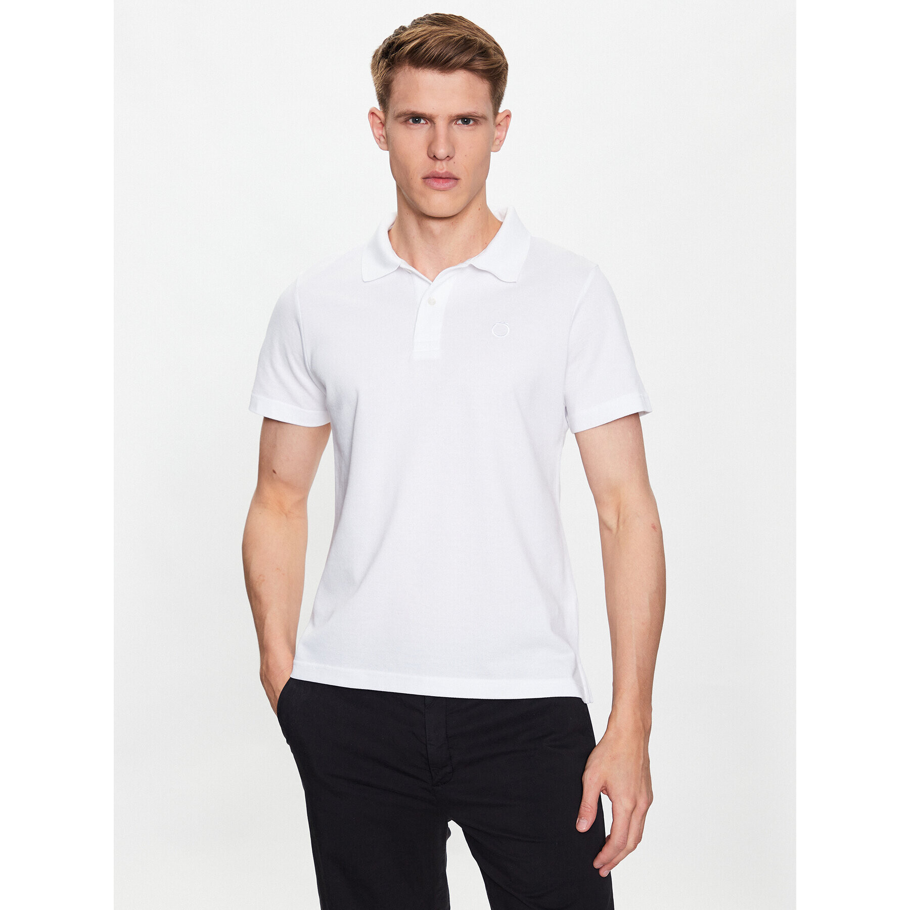 Trussardi Тениска с яка и копчета Emboidered 52T00712 Бял Regular Fit - Pepit.bg