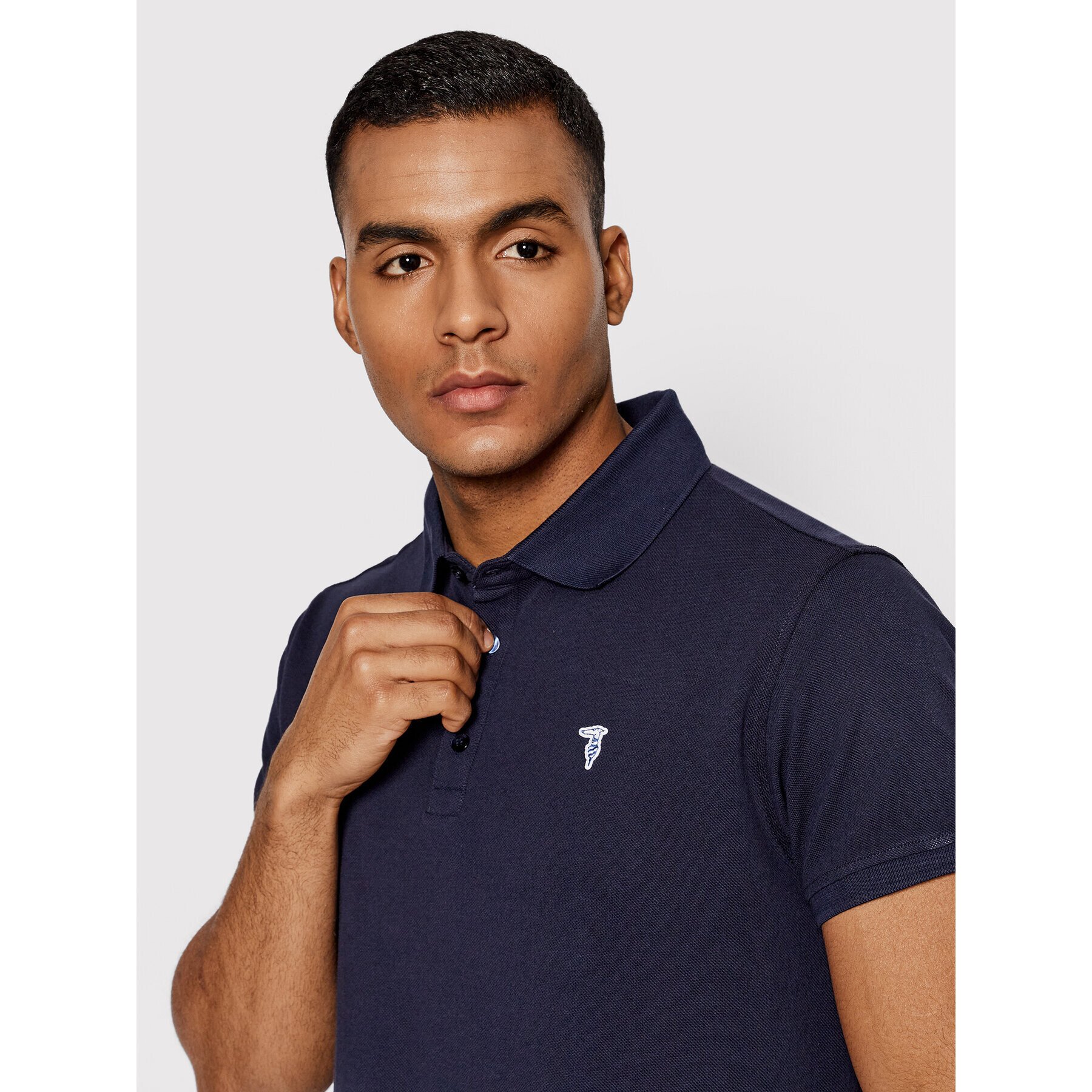 Trussardi Тениска с яка и копчета Piquet 52T00597 Тъмносин Regular Fit - Pepit.bg