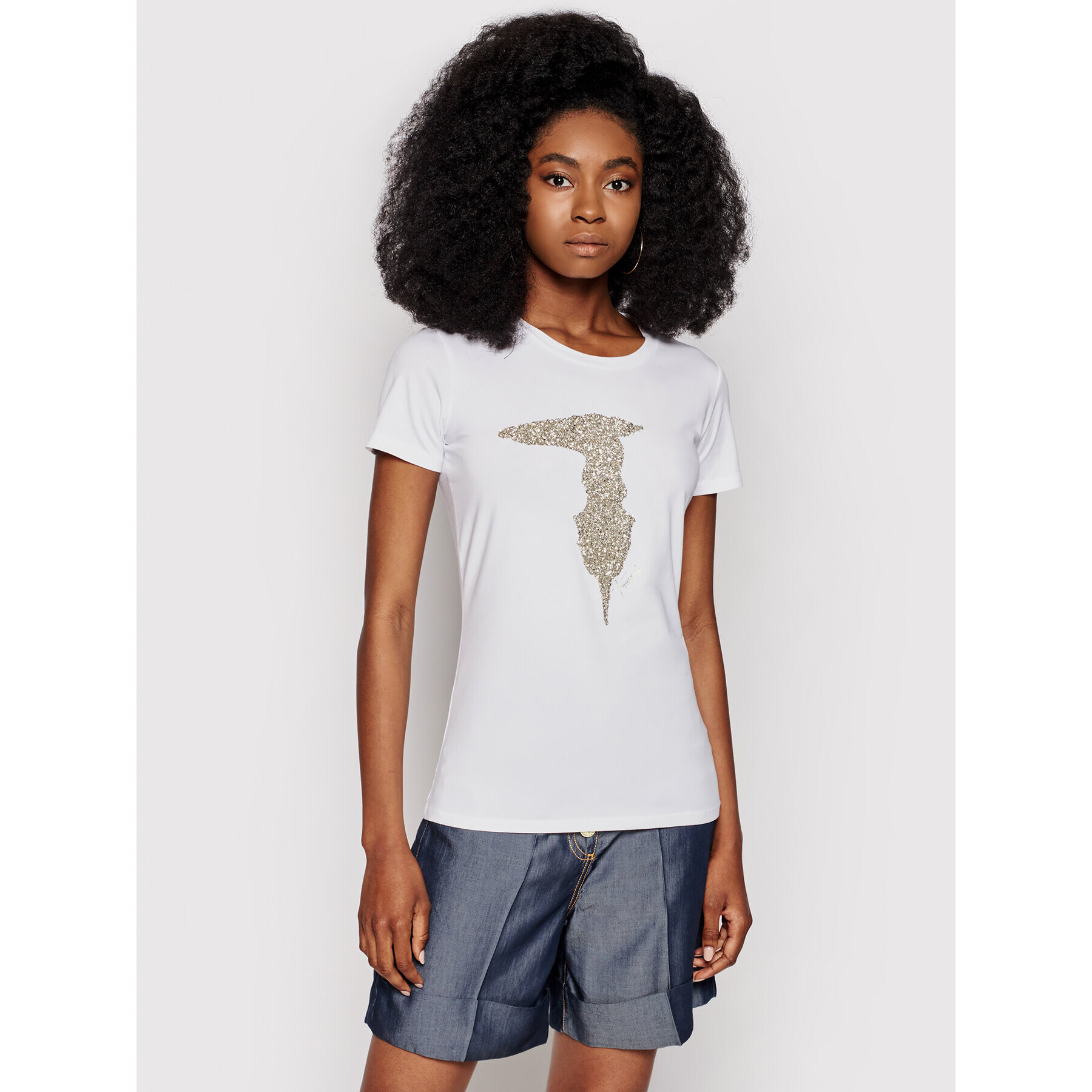 Trussardi Тишърт 56T00363 Бял Slim Fit - Pepit.bg