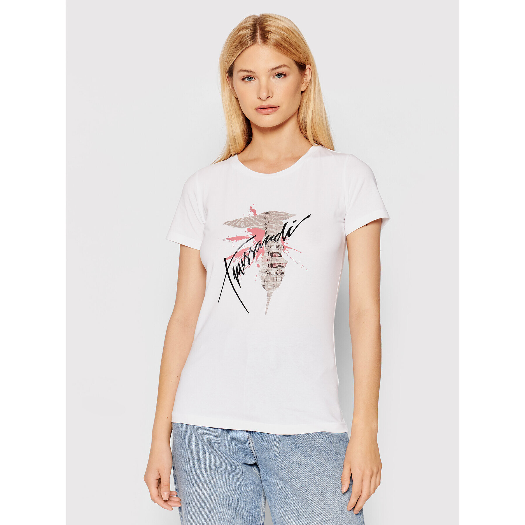 Trussardi Тишърт 56T00384 Бял Slim Fit - Pepit.bg