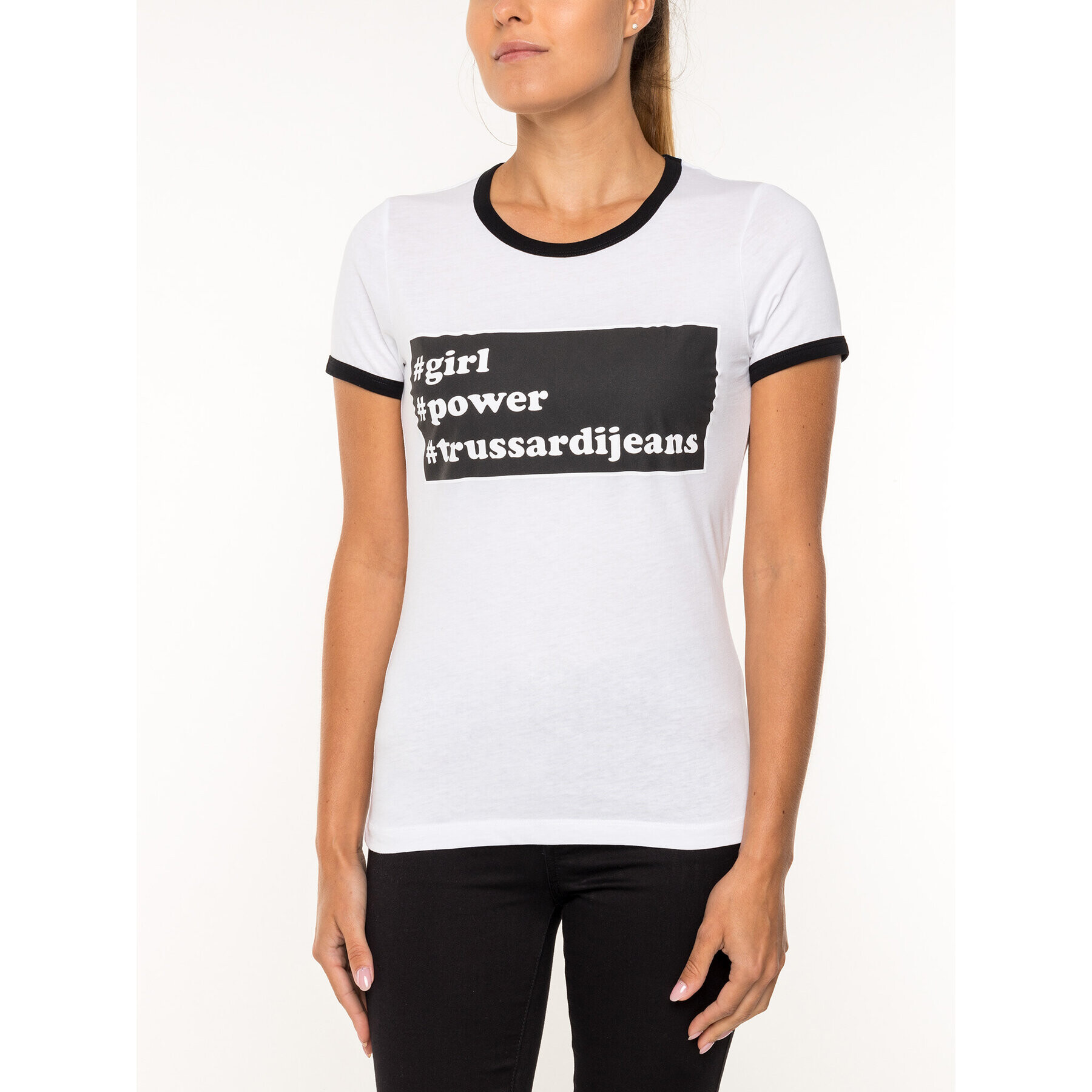 Trussardi Тишърт Cotton 56T00184 Бял Slim Fit - Pepit.bg