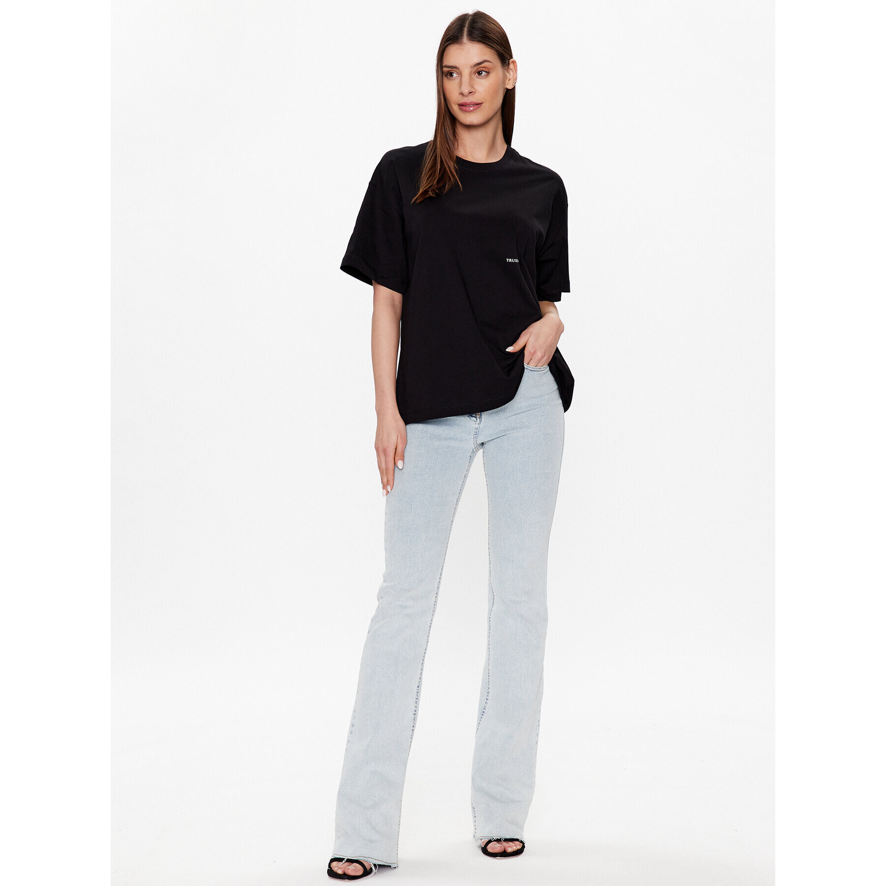 Trussardi Тишърт Greyhound Backprint 56T00559 Черен Relaxed Fit - Pepit.bg