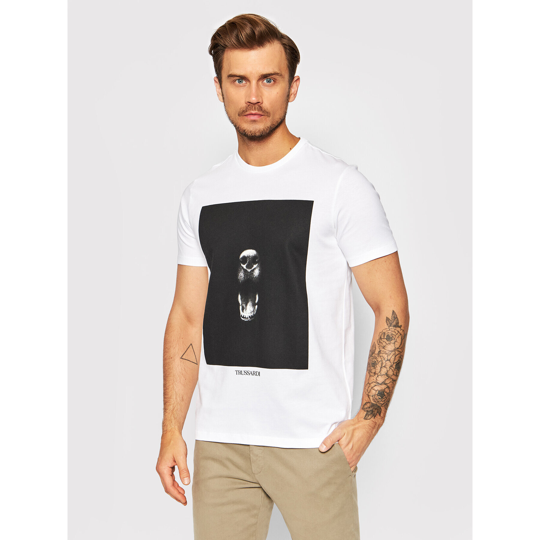 Trussardi Тишърт Greyhound Print 52T00513 Бял Regular Fit - Pepit.bg