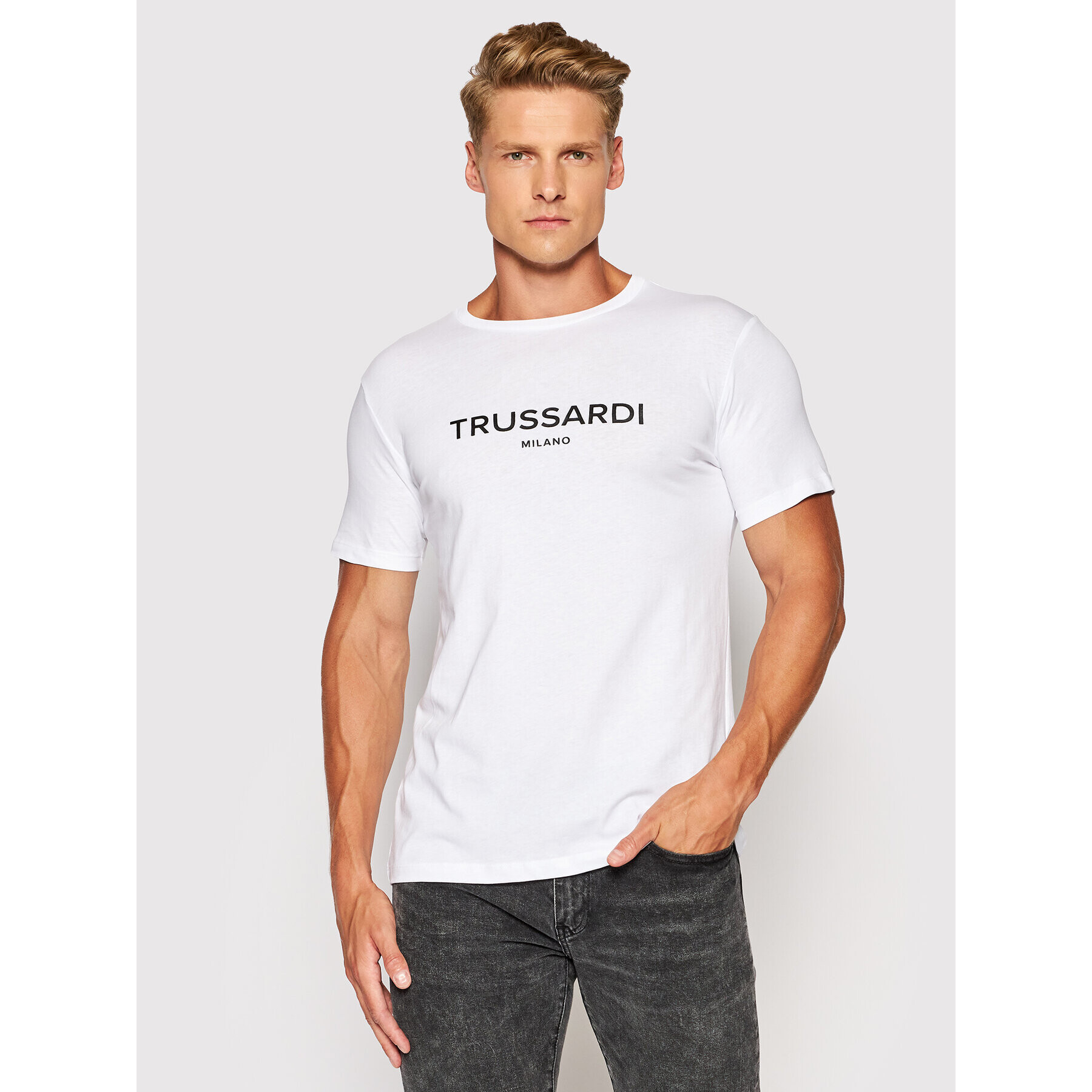 Trussardi Тишърт Logo 52T00509 Бял Regular Fit - Pepit.bg