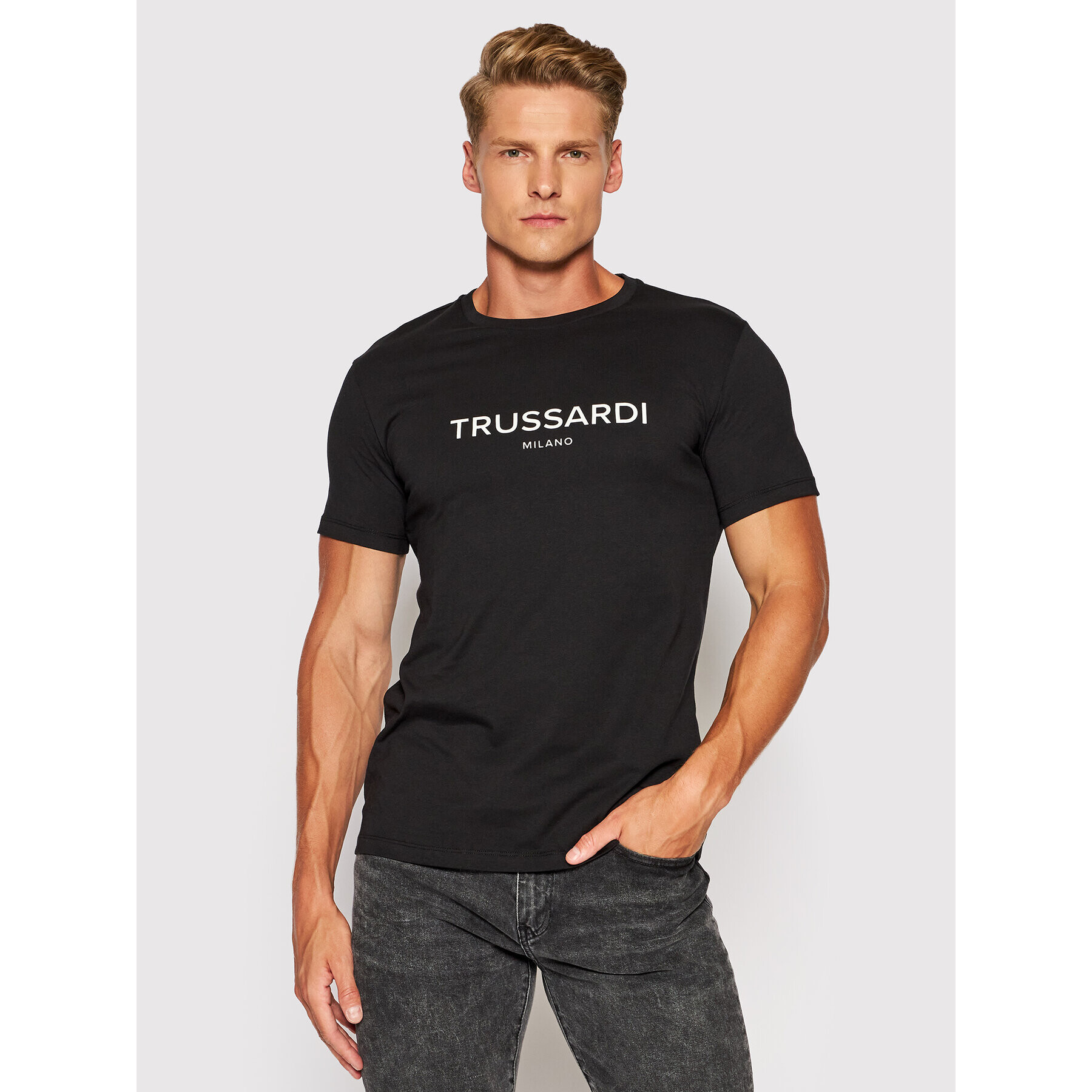 Trussardi Тишърт Logo 52T00509 Черен Regular Fit - Pepit.bg