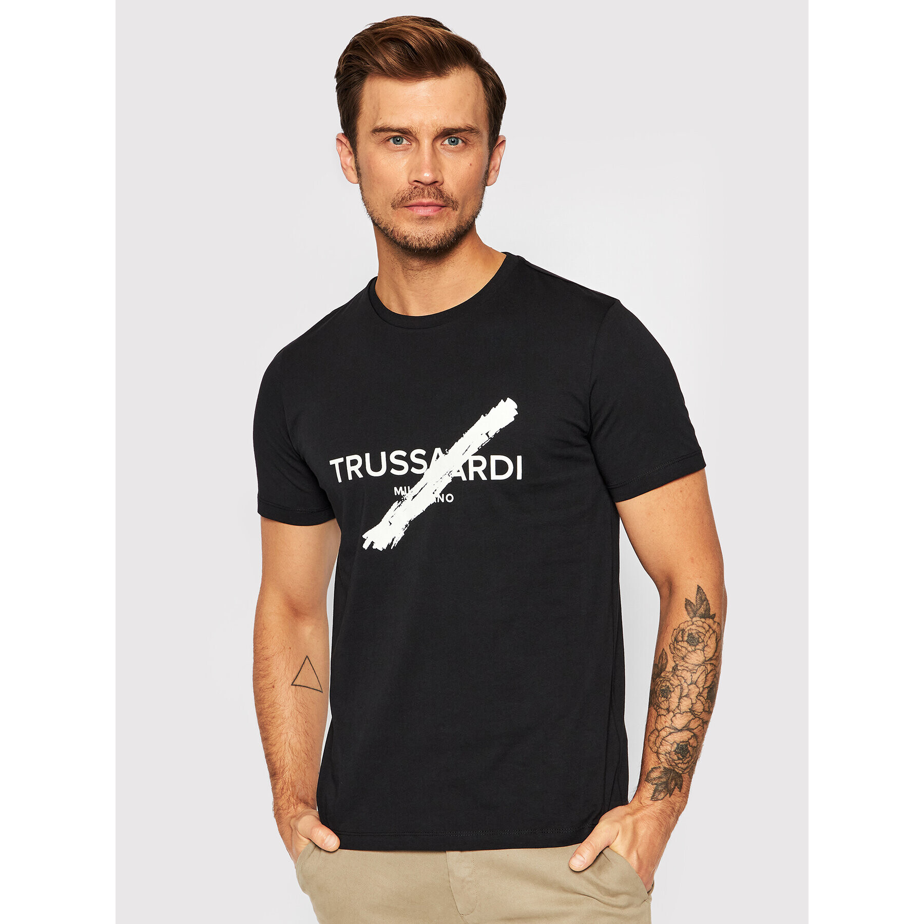 Trussardi Тишърт Logo 52T00521 Черен Regular Fit - Pepit.bg