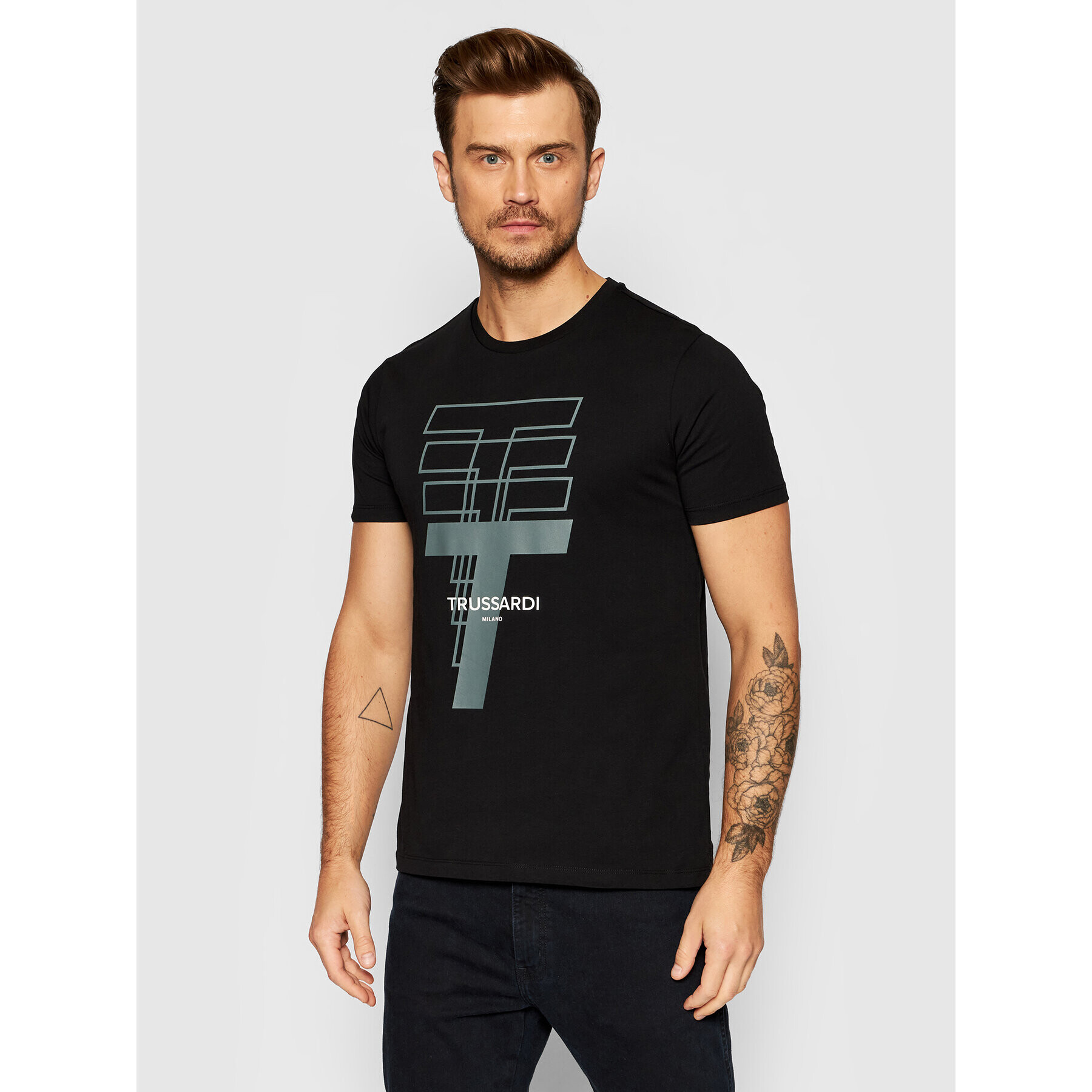 Trussardi Тишърт Logo 52T00522 Черен Regular Fit - Pepit.bg