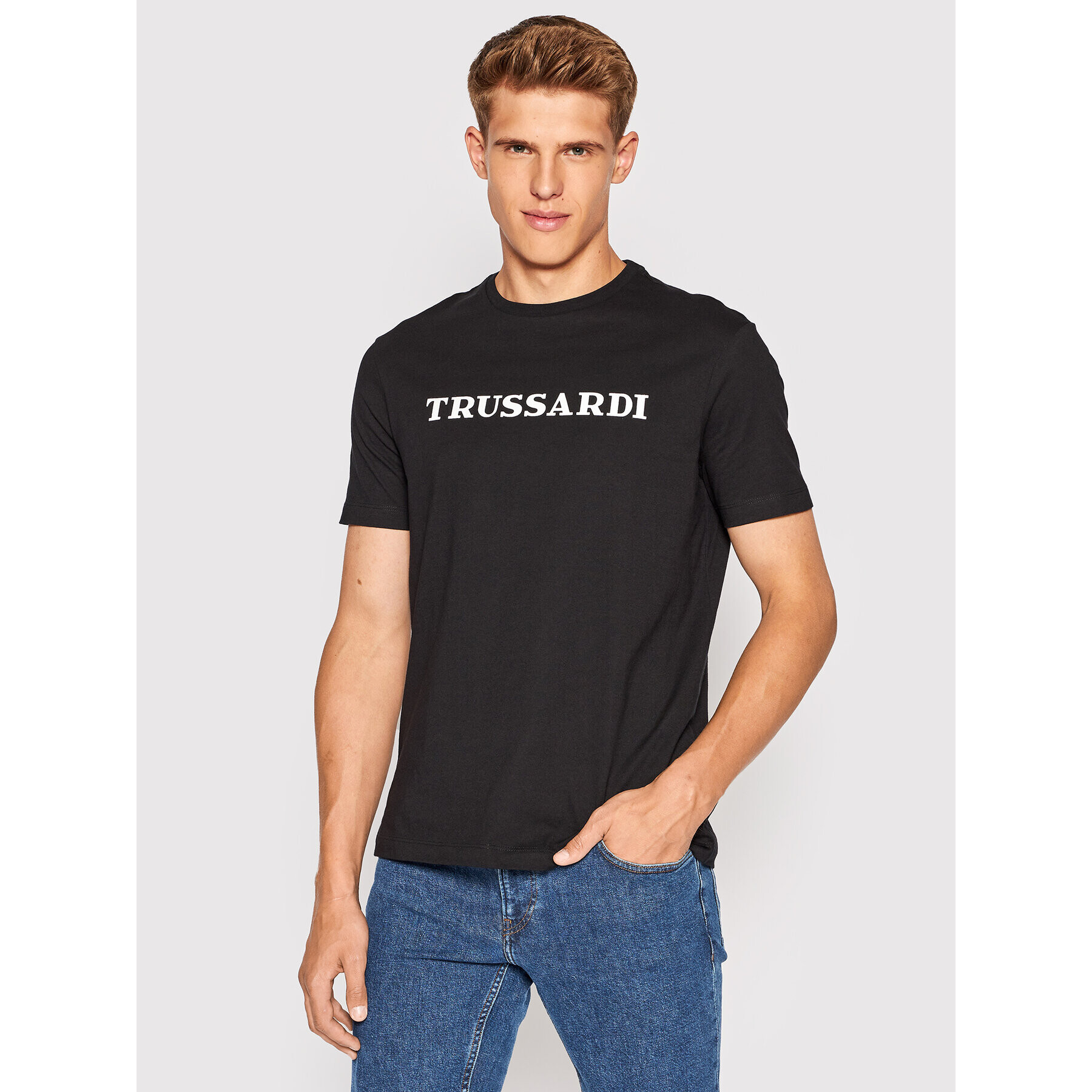 Trussardi Тишърт Logo Print 52T00629 Черен Regular Fit - Pepit.bg