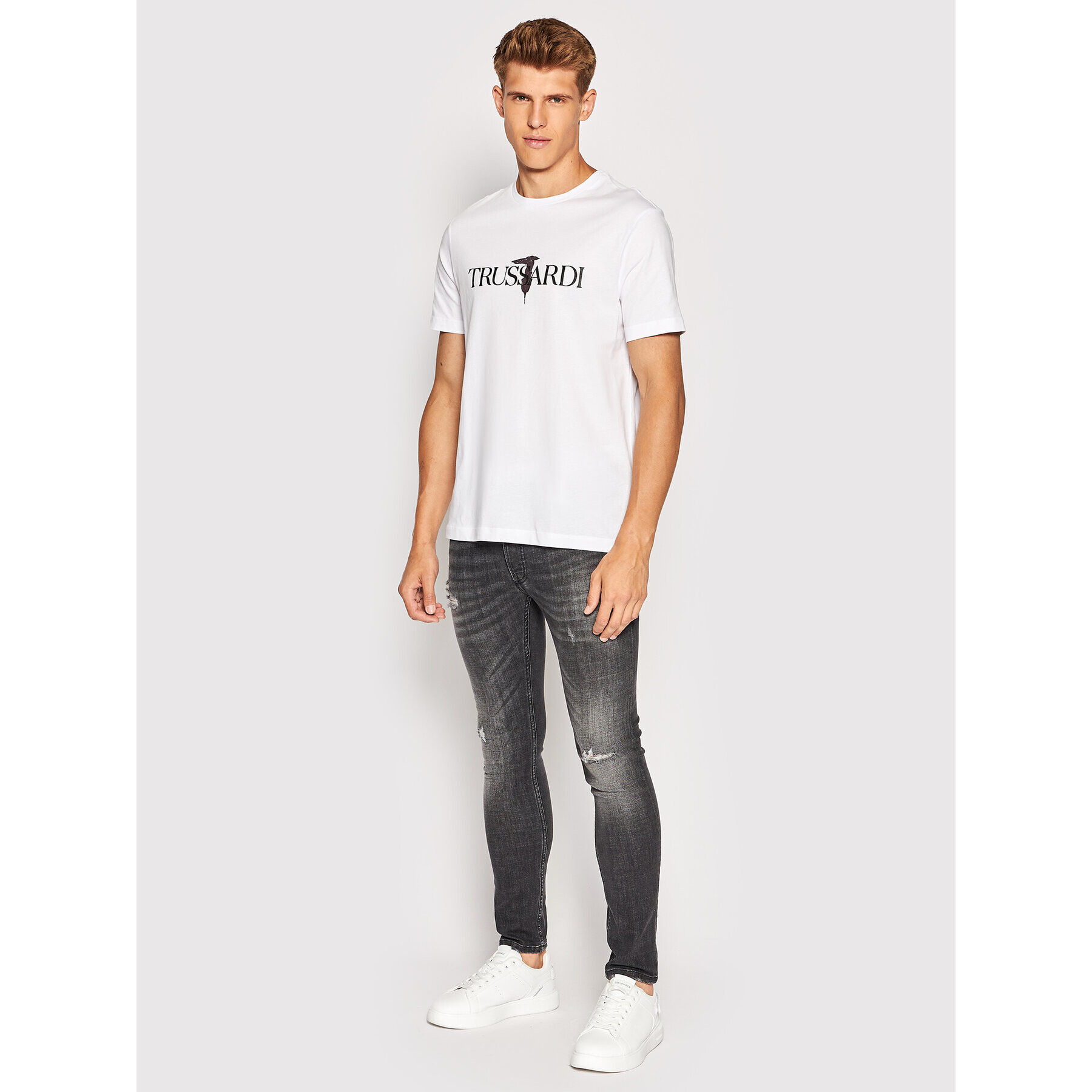 Trussardi Тишърт Logo Print 52T00631 Бял Regular Fit - Pepit.bg