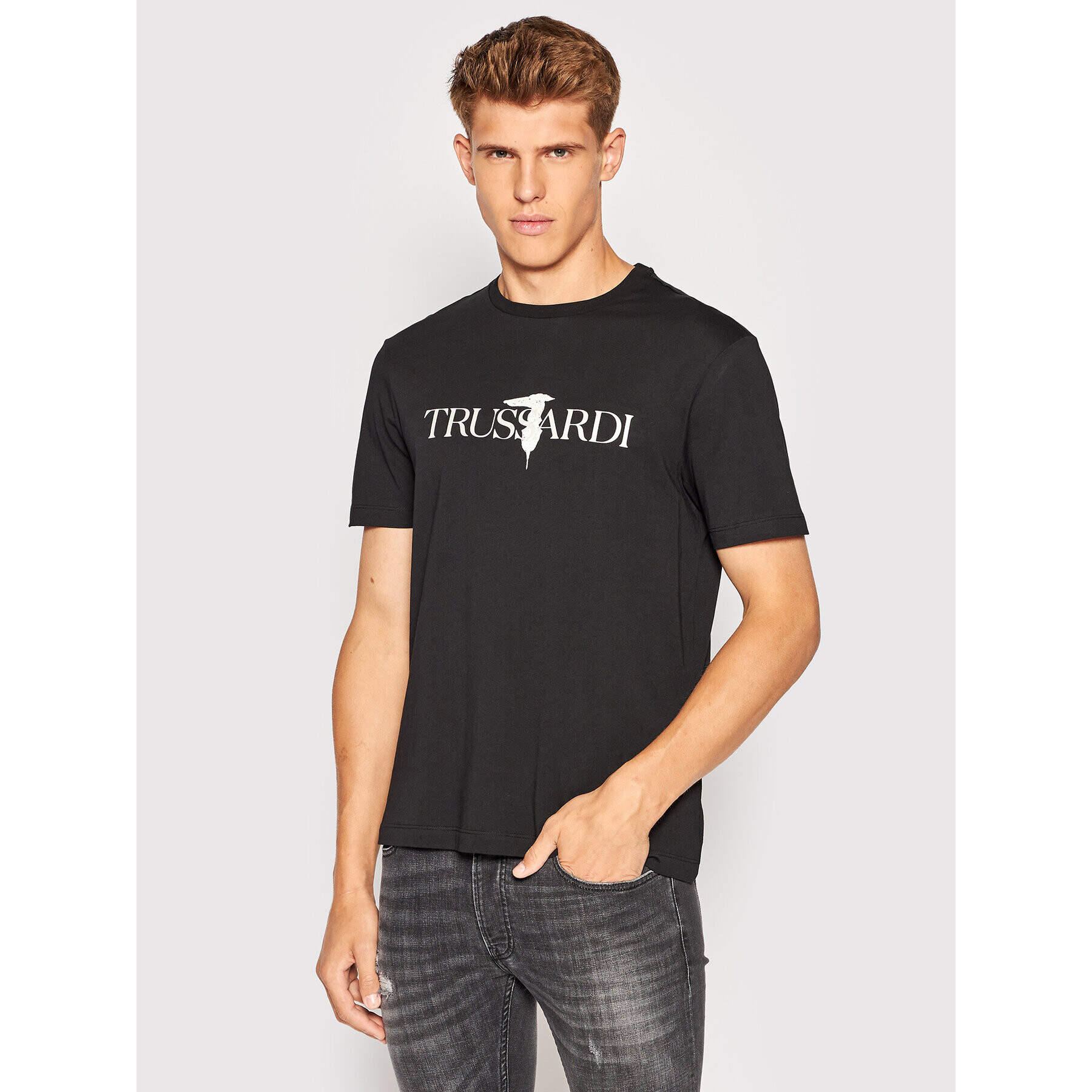 Trussardi Тишърт Logo Print 52T00631 Черен Regular Fit - Pepit.bg