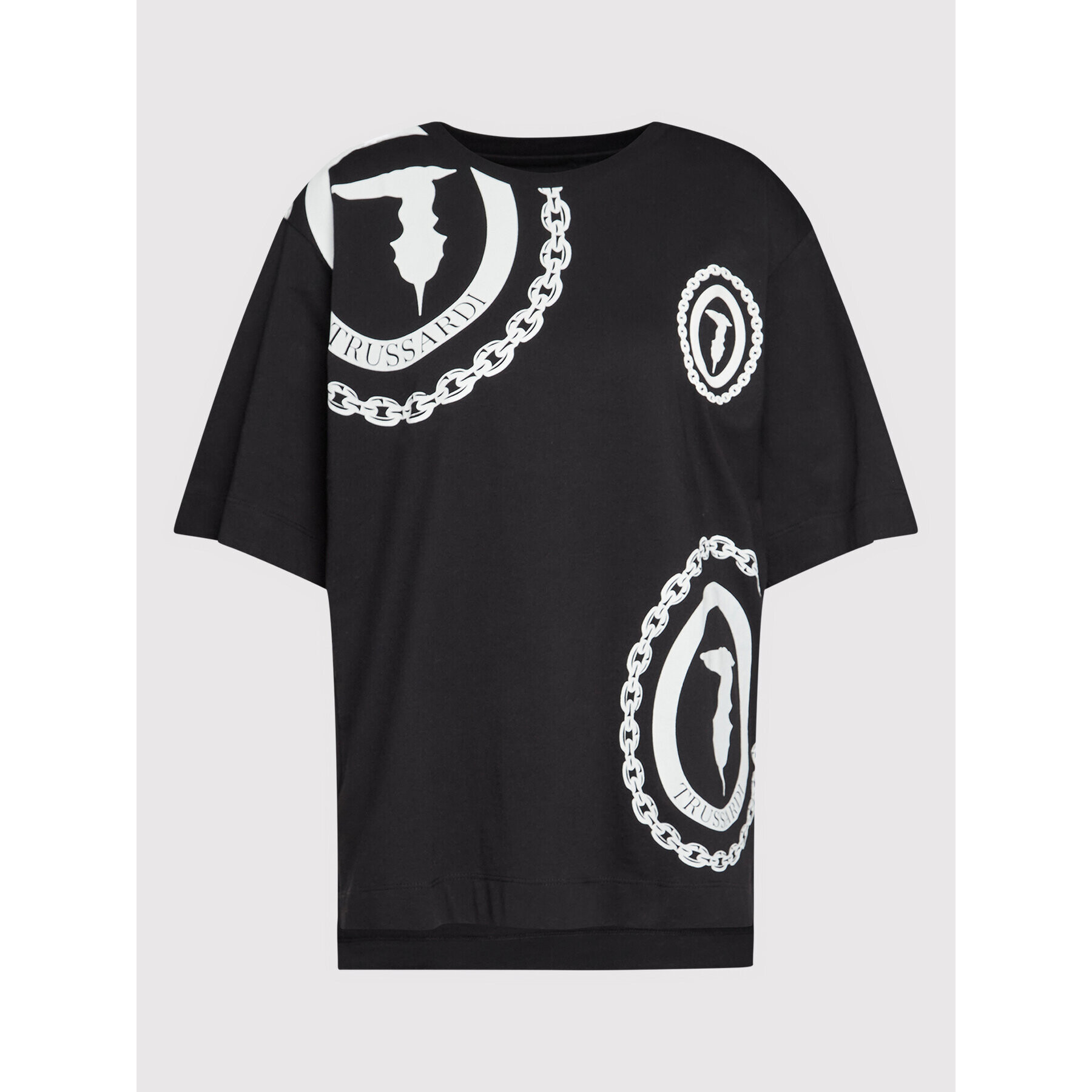 Trussardi Тишърт Logo Print 56T00413 Черен Oversize - Pepit.bg