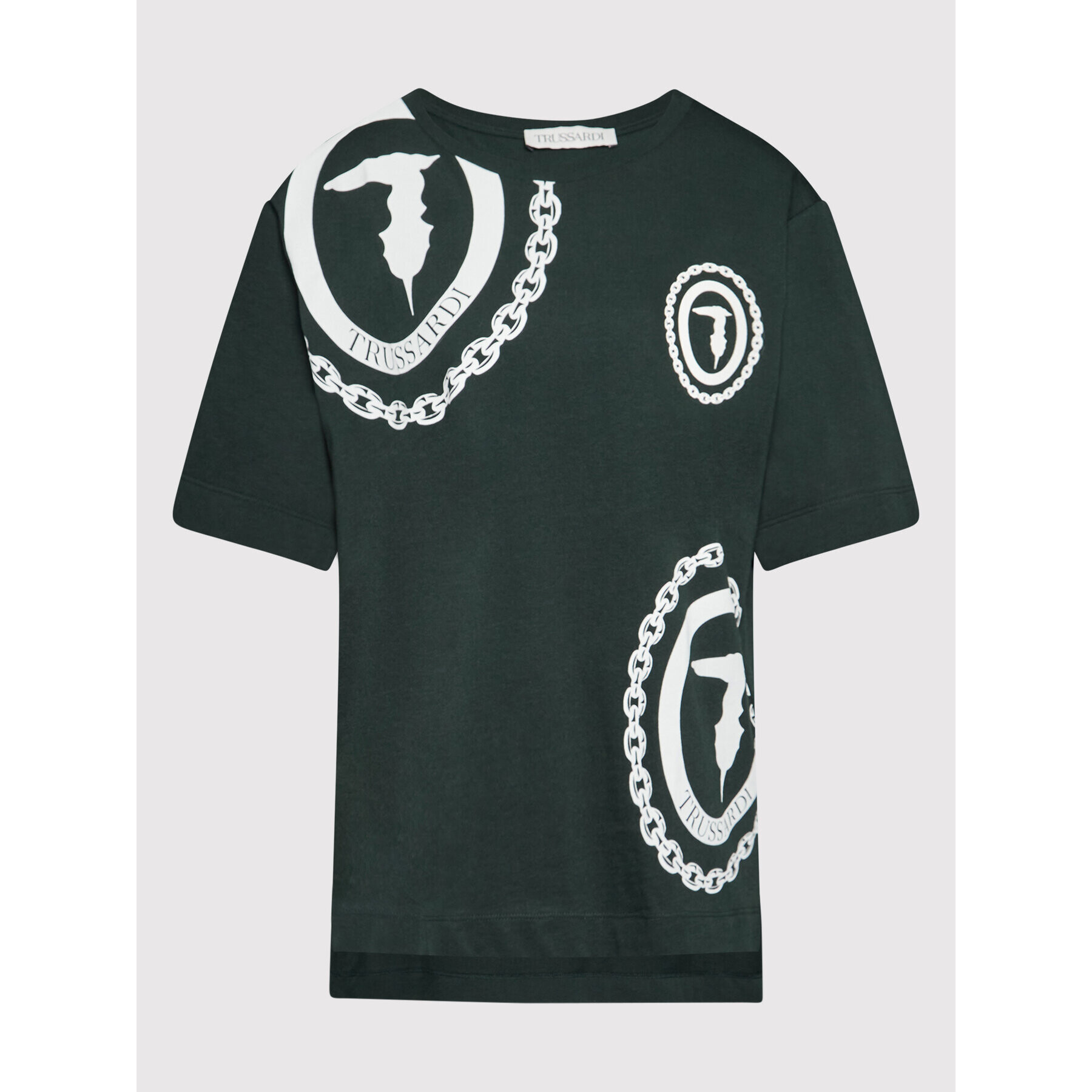 Trussardi Тишърт Logo Print 56T00413 Зелен Oversize - Pepit.bg