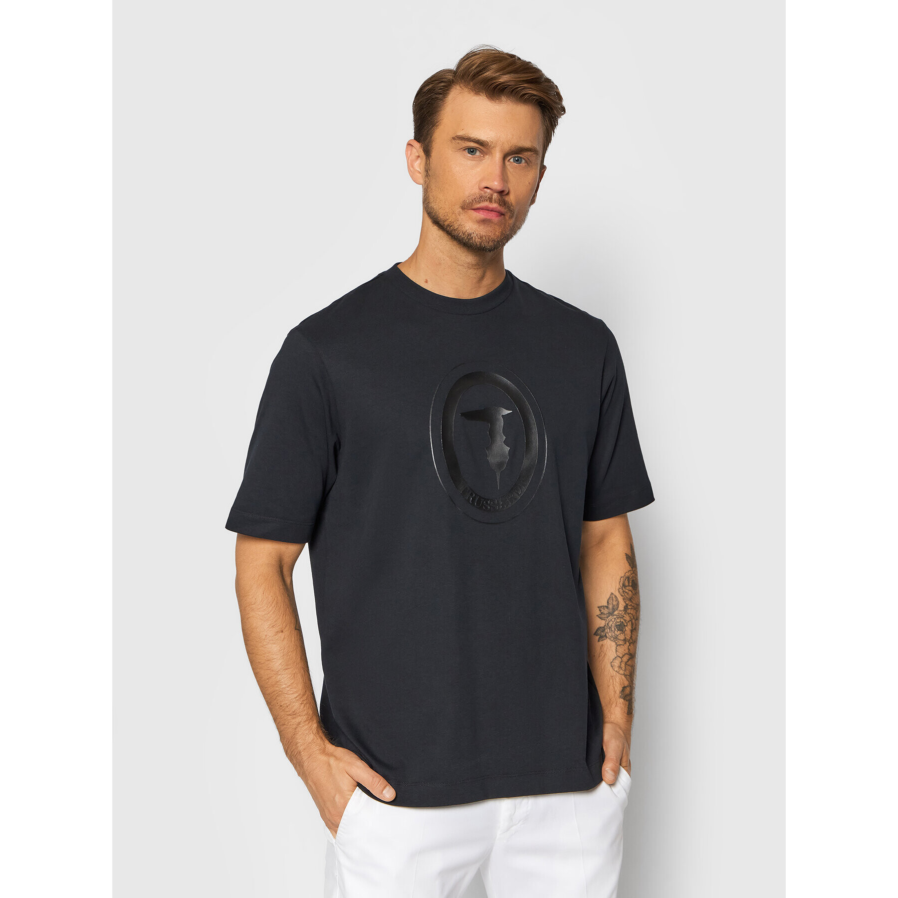 Trussardi Тишърт Logo Strong 52T00539 Черен Regular Fit - Pepit.bg
