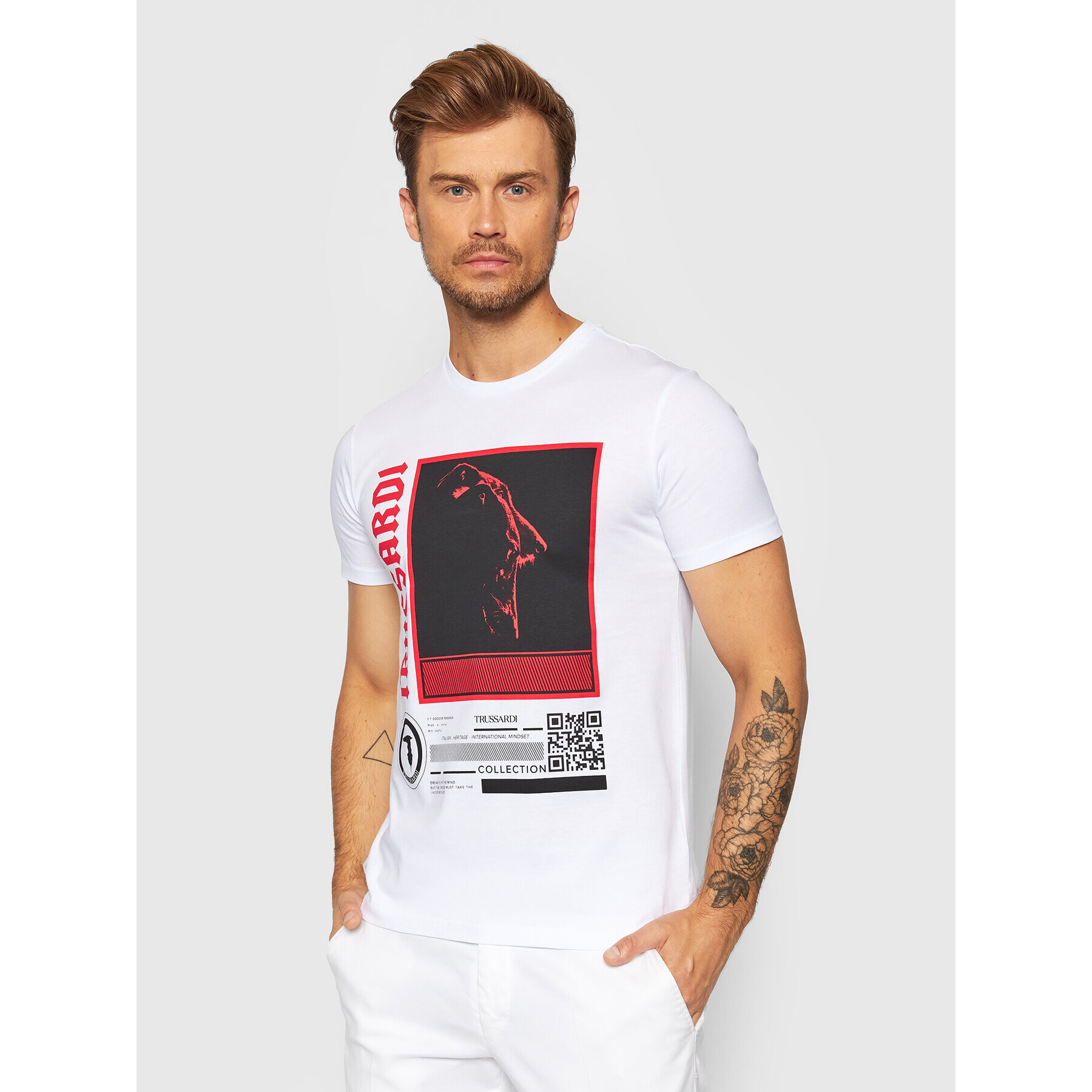 Trussardi Тишърт Print 52T00512 Бял Regular Fit - Pepit.bg