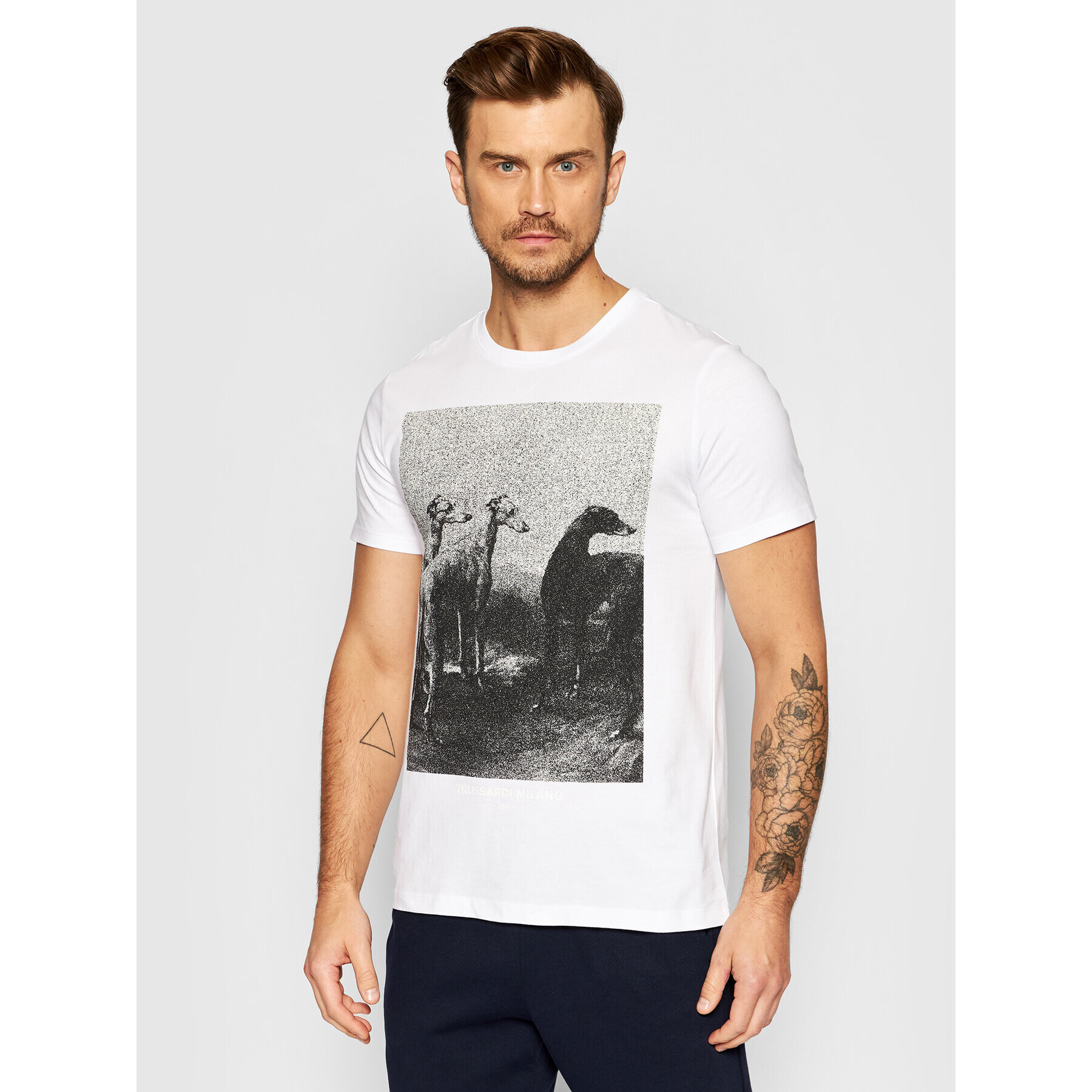 Trussardi Тишърт Print 52T00532 Бял Regular Fit - Pepit.bg