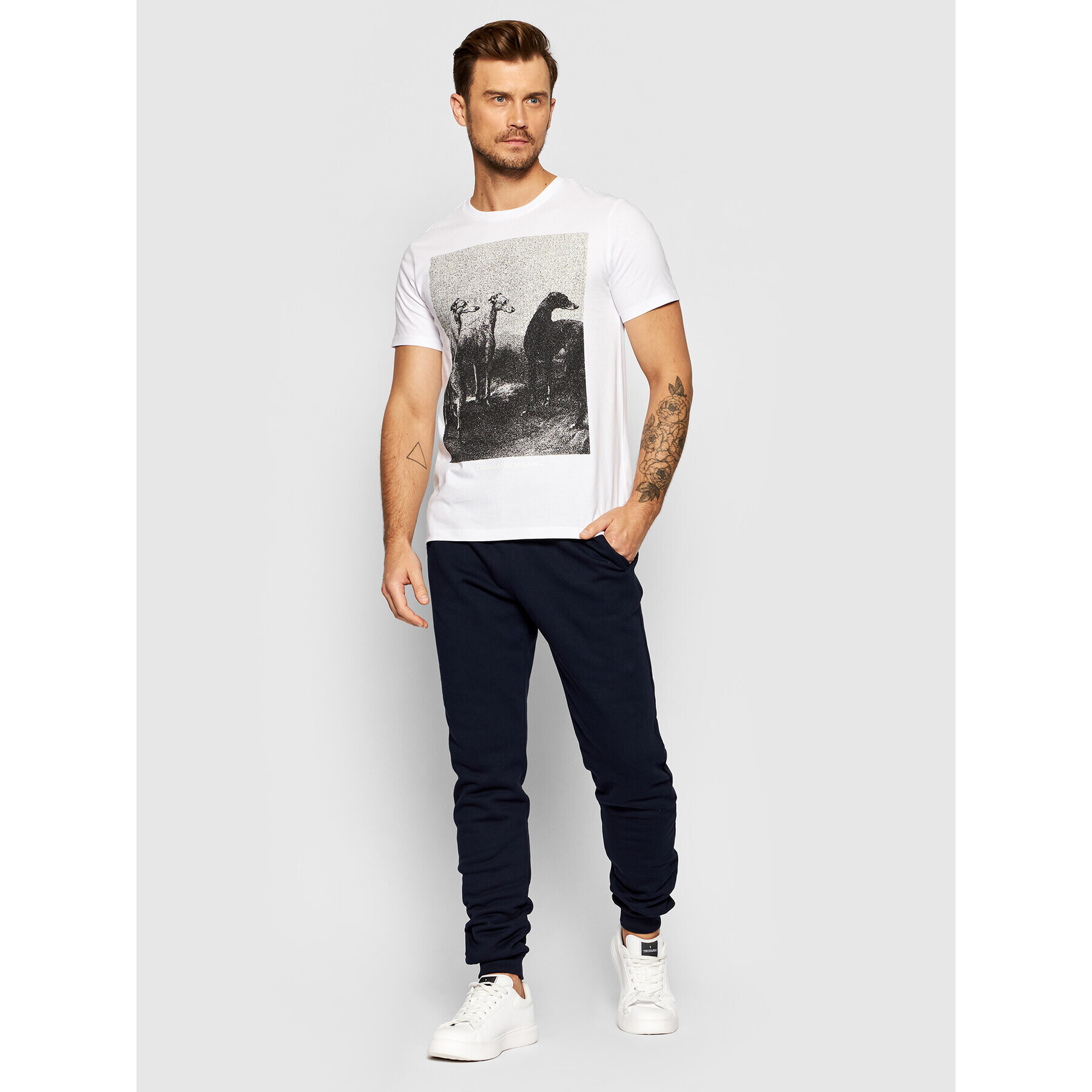 Trussardi Тишърт Print 52T00532 Бял Regular Fit - Pepit.bg