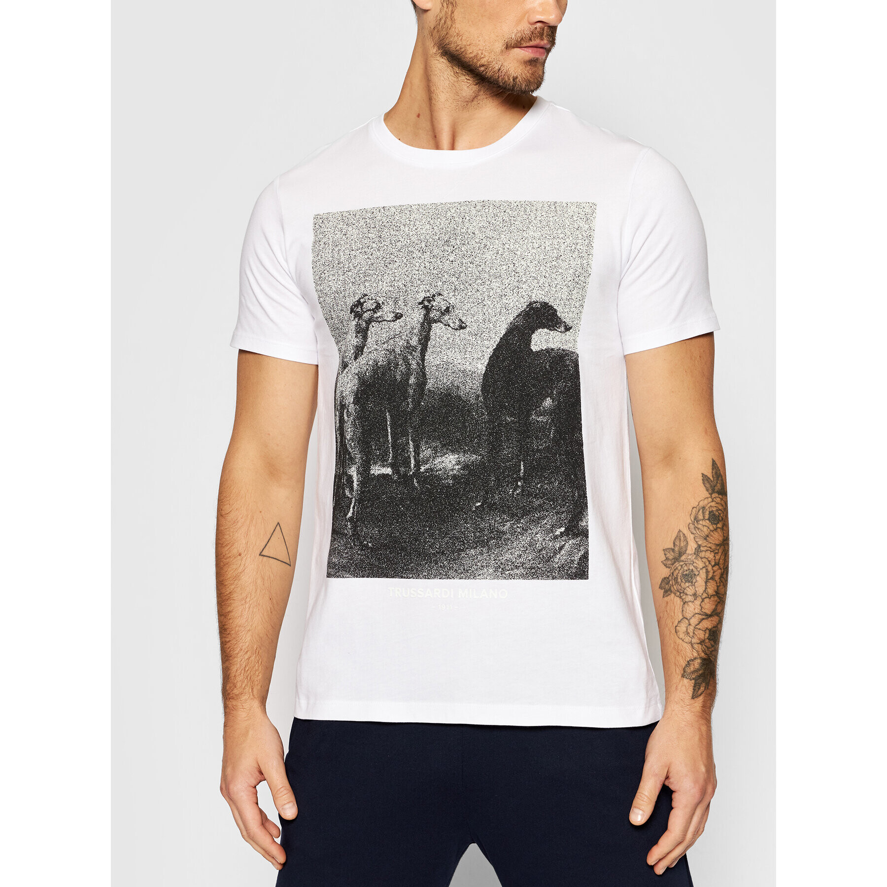 Trussardi Тишърт Print 52T00532 Бял Regular Fit - Pepit.bg