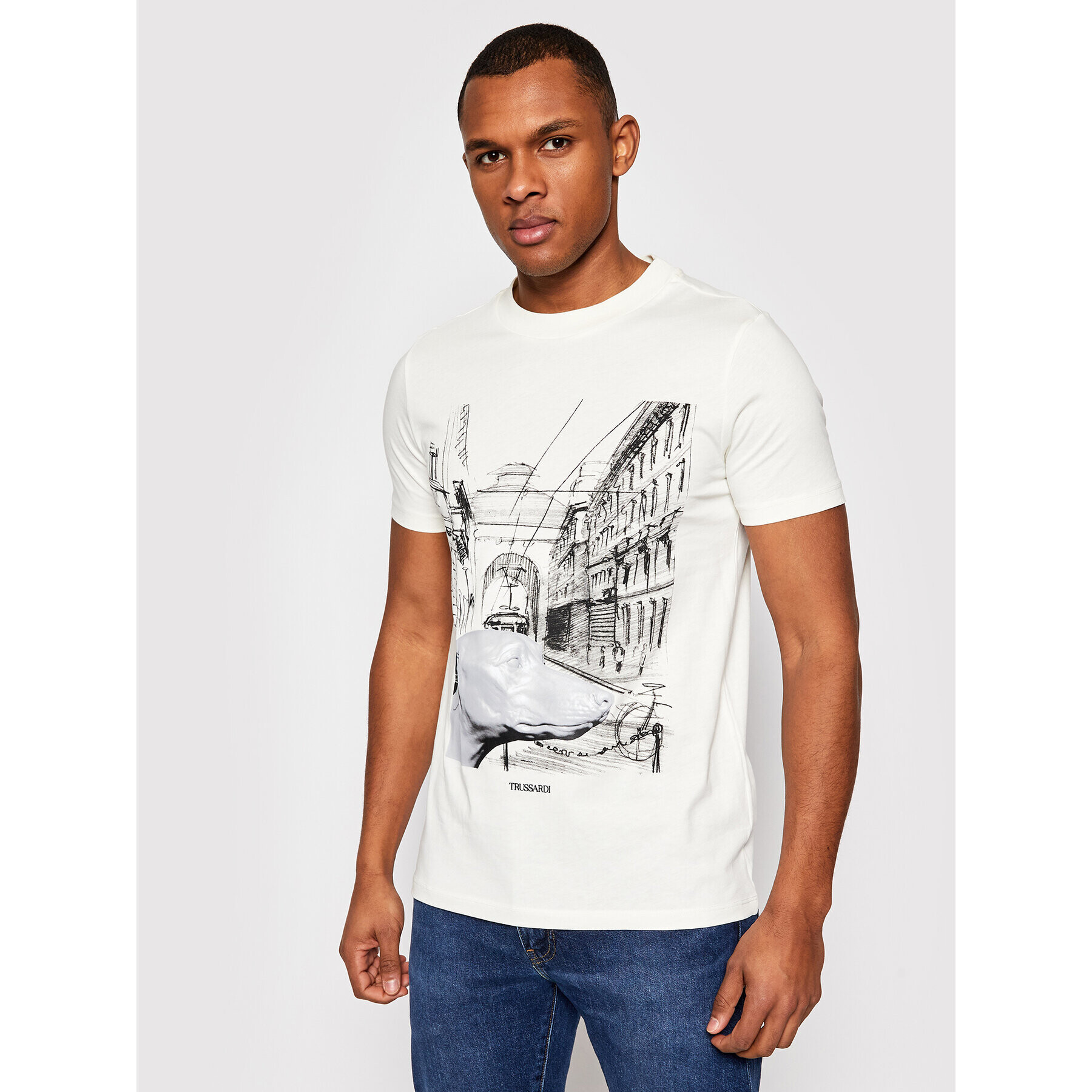 Trussardi Тишърт Pure 52T00459 Бял Regular Fit - Pepit.bg