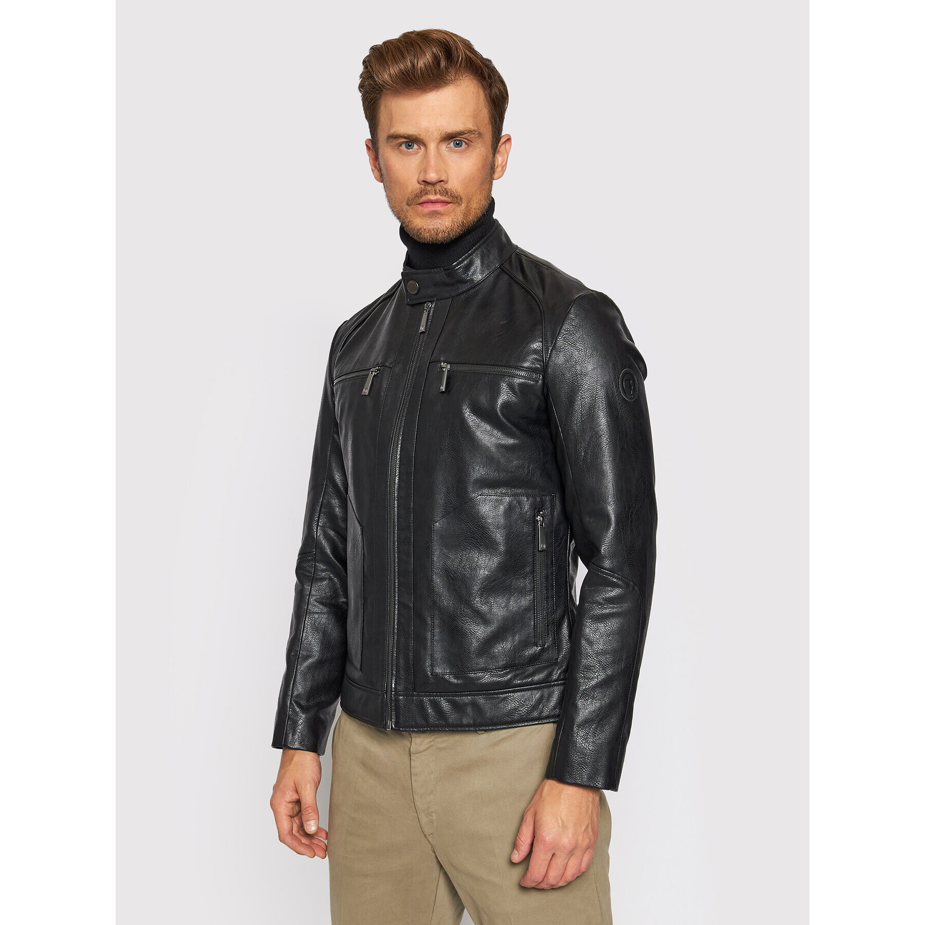 Trussardi Яке от имитация на кожа Biker 52S00629 Черен Regular Fit - Pepit.bg