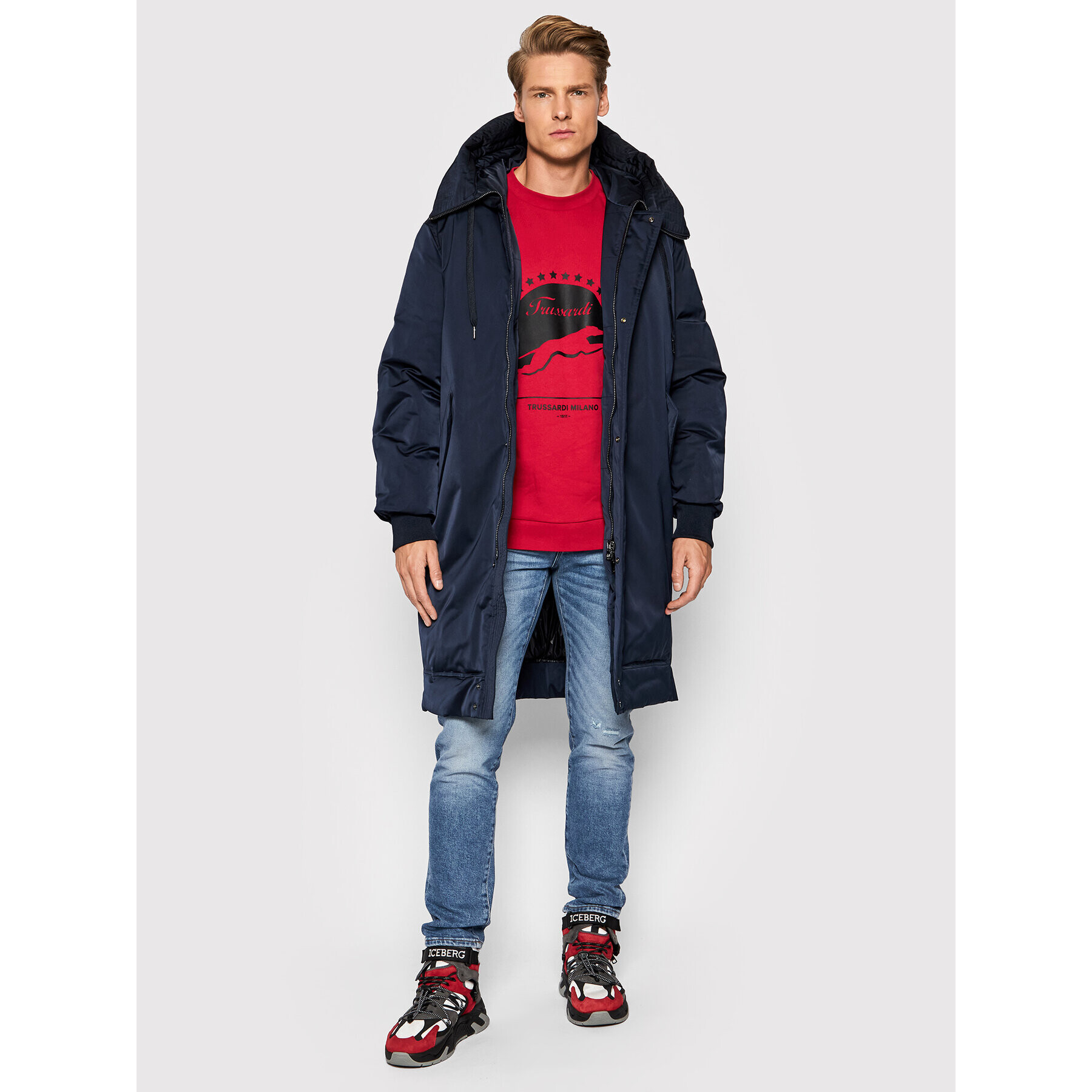 Trussardi Зимно яке Tecno 52S00614 Тъмносин Regular Fit - Pepit.bg