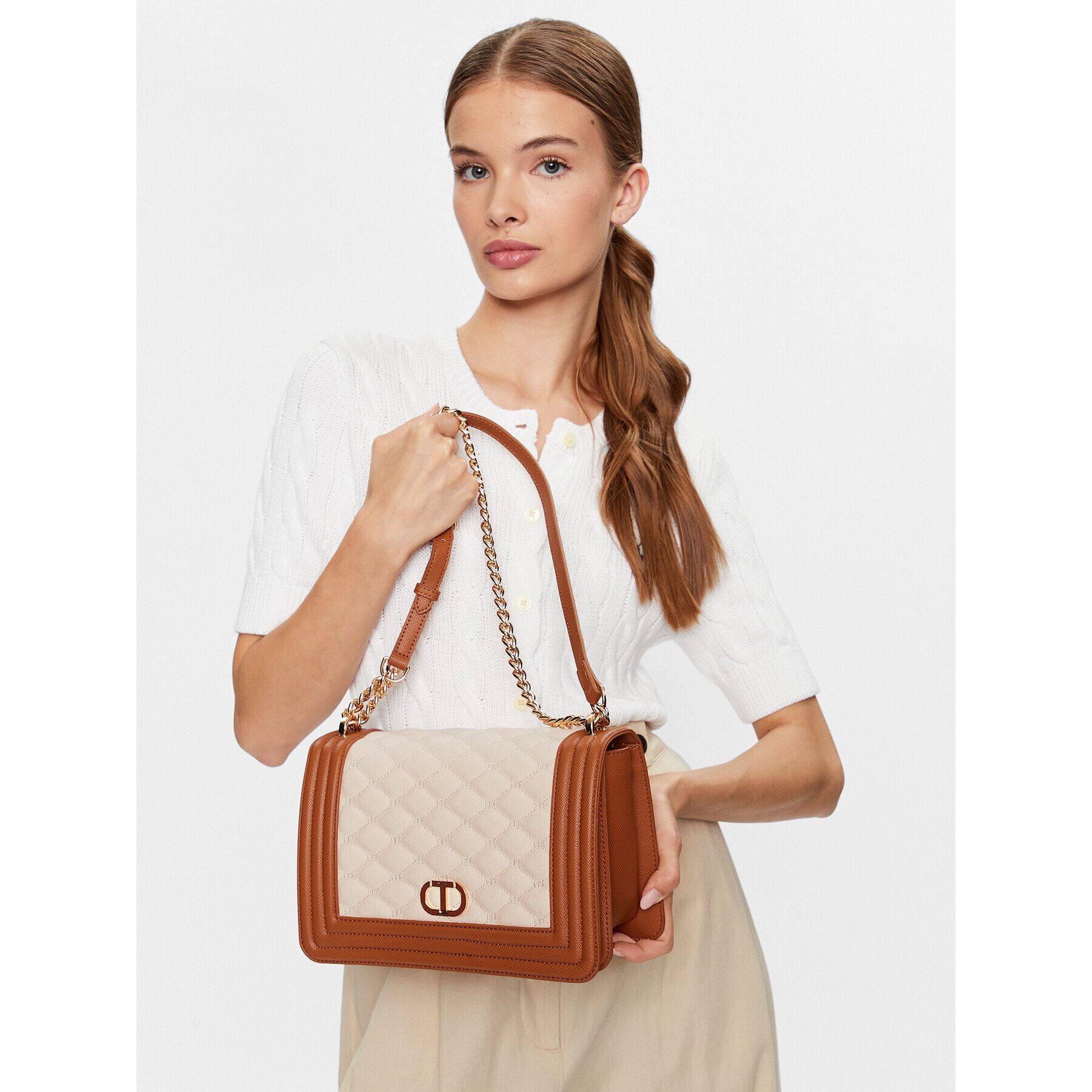 TWINSET Дамска чанта 231TD8090 Кафяв - Pepit.bg