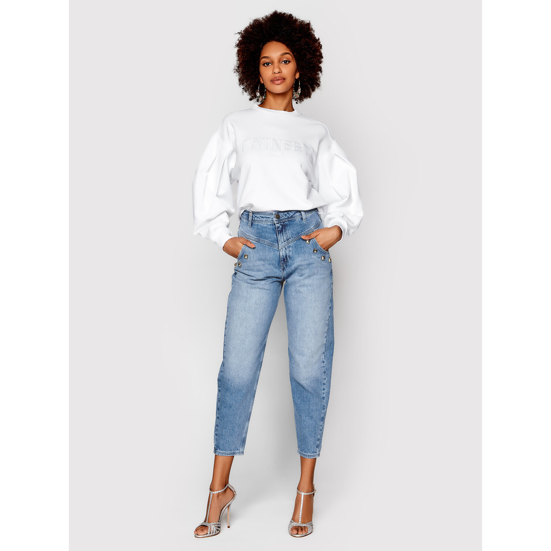 TWINSET Дънки 221TP2101 Тъмносин Relaxed Fit - Pepit.bg