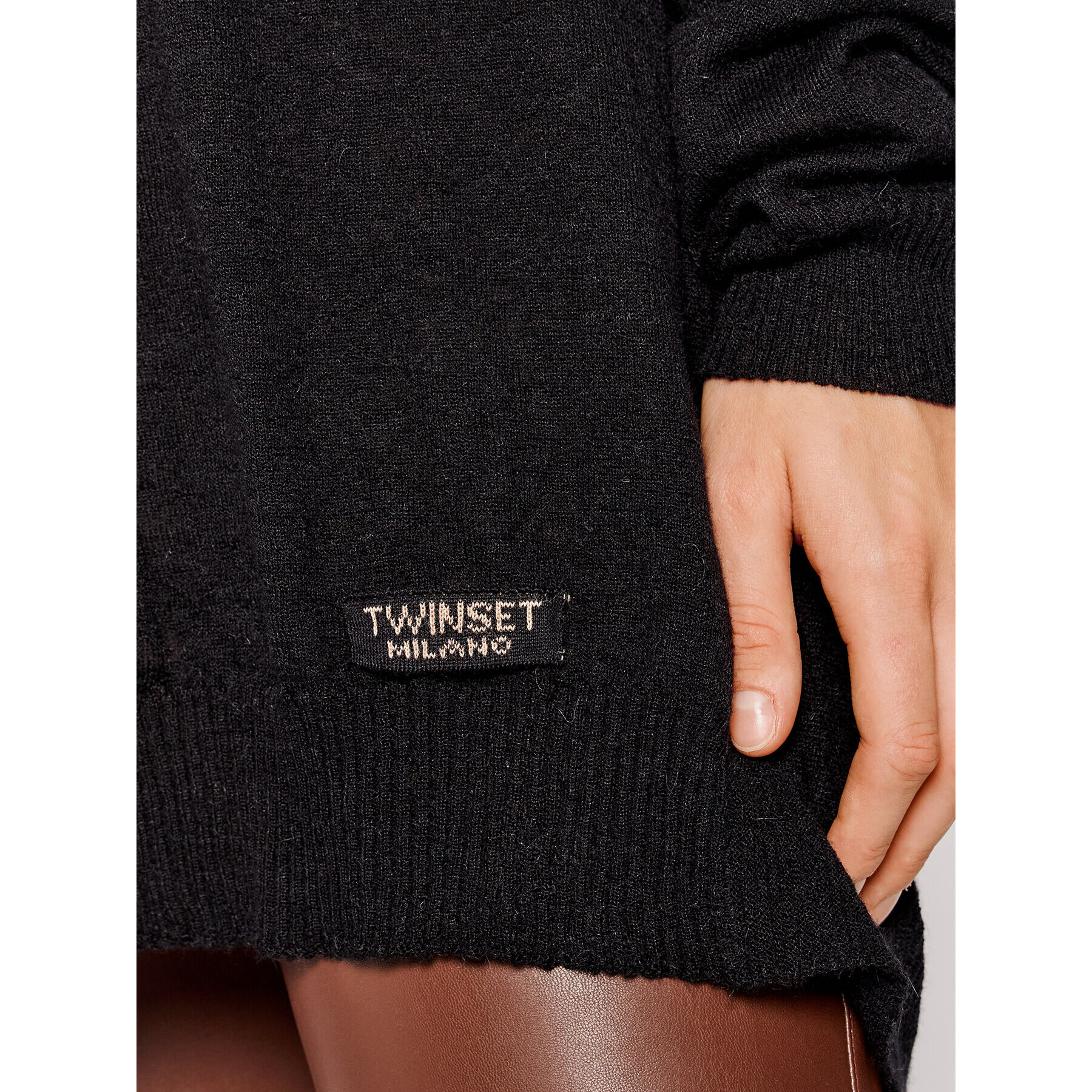 TWINSET Кардиган 212TP3251 Черен Relaxed Fit - Pepit.bg