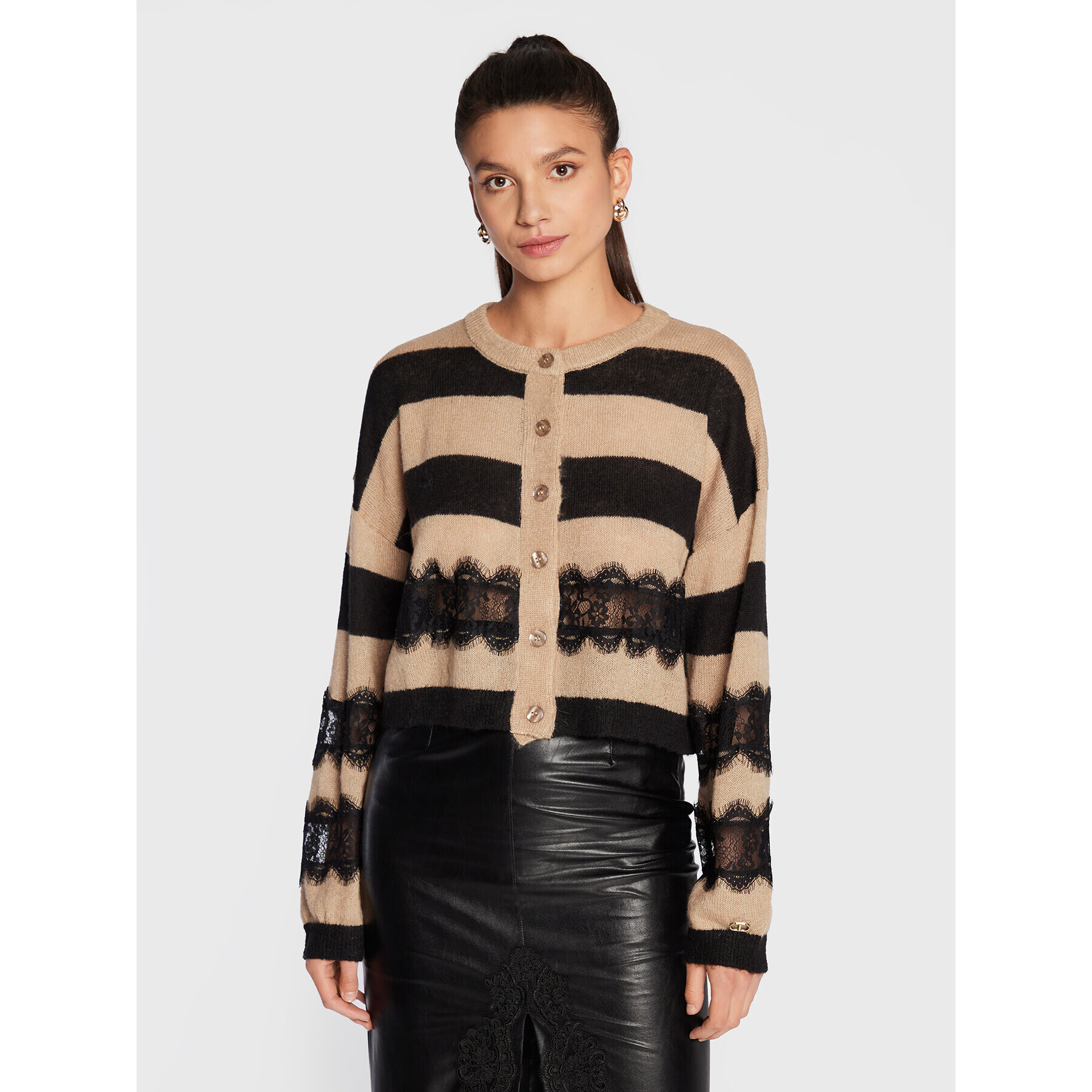 TWINSET Кардиган 222TP3132 Бежов Regular Fit - Pepit.bg