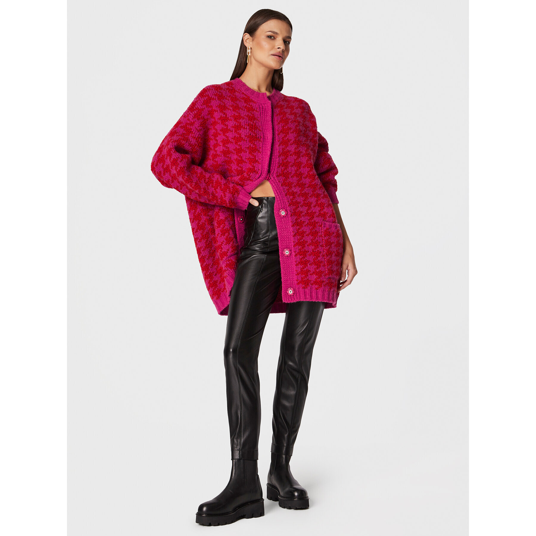 TWINSET Кардиган 222TP3590 Розов Relaxed Fit - Pepit.bg