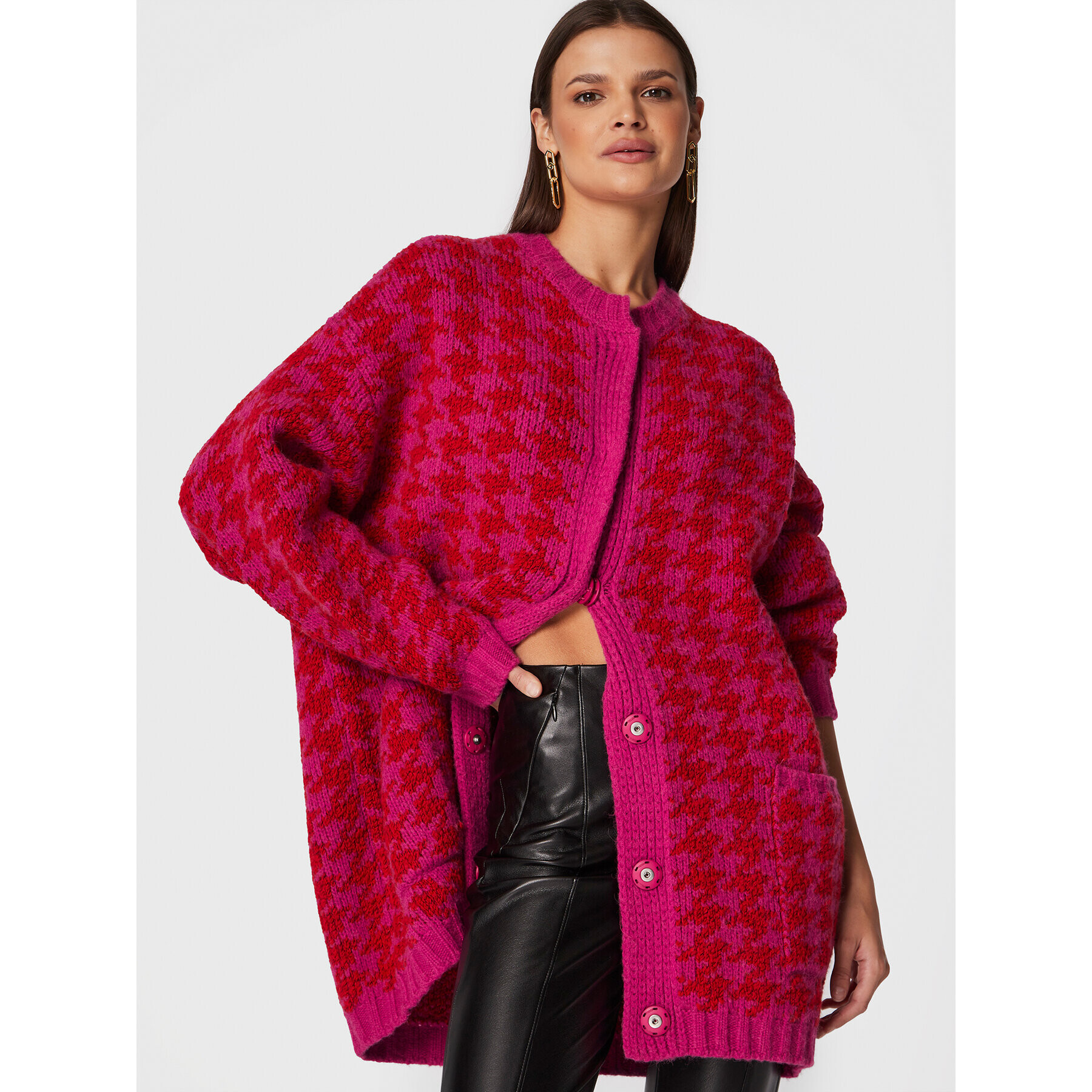 TWINSET Кардиган 222TP3590 Розов Relaxed Fit - Pepit.bg