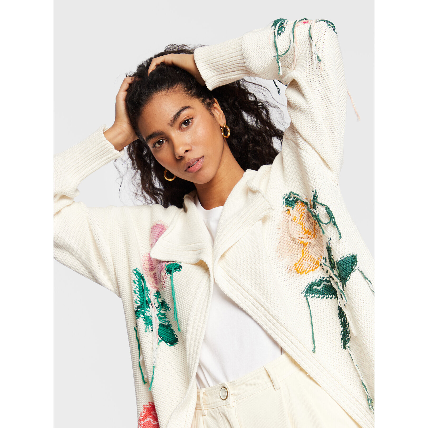 TWINSET Кардиган 231TP3460 Бял Relaxed Fit - Pepit.bg