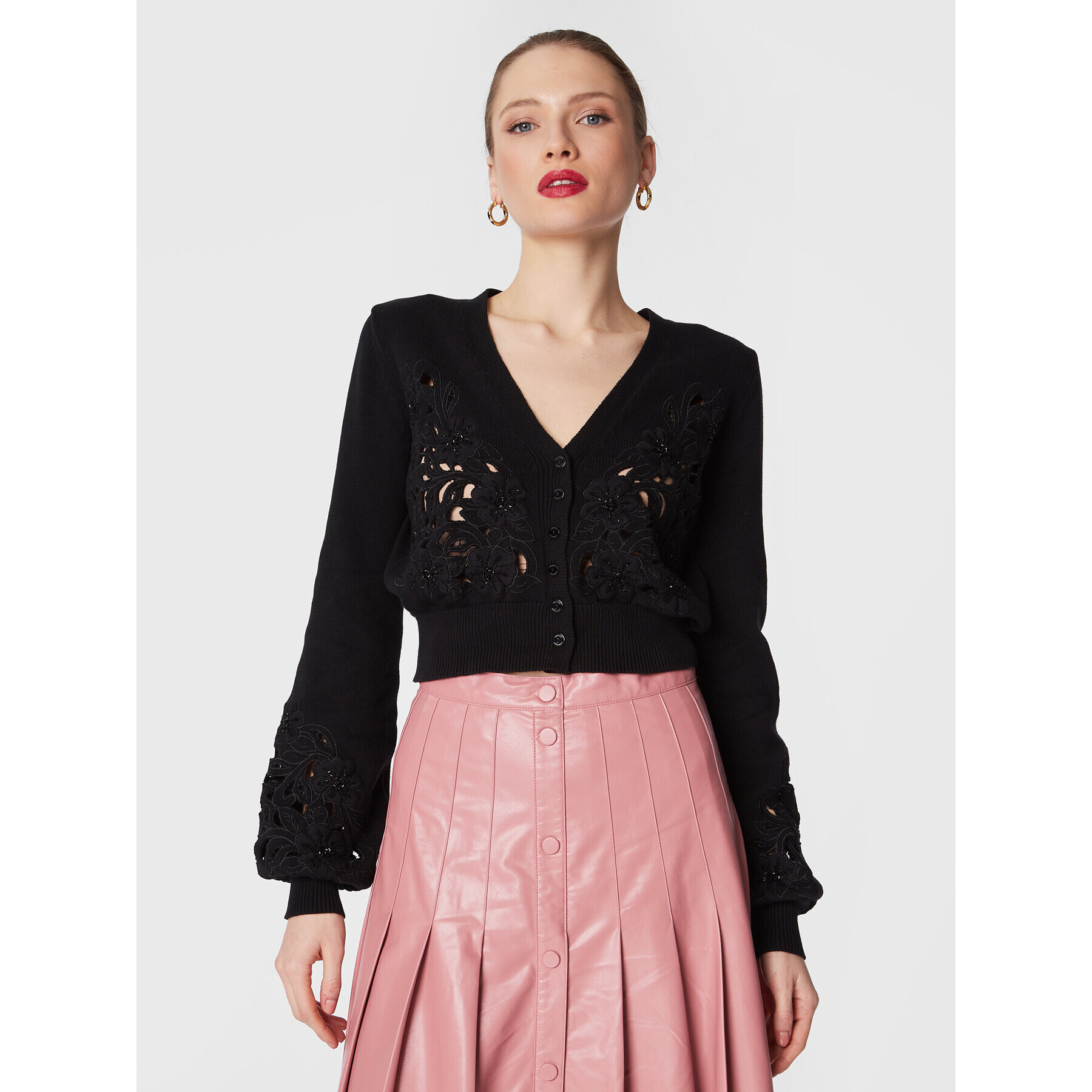TWINSET Кардиган 231TP3491 Черен Loose Fit - Pepit.bg