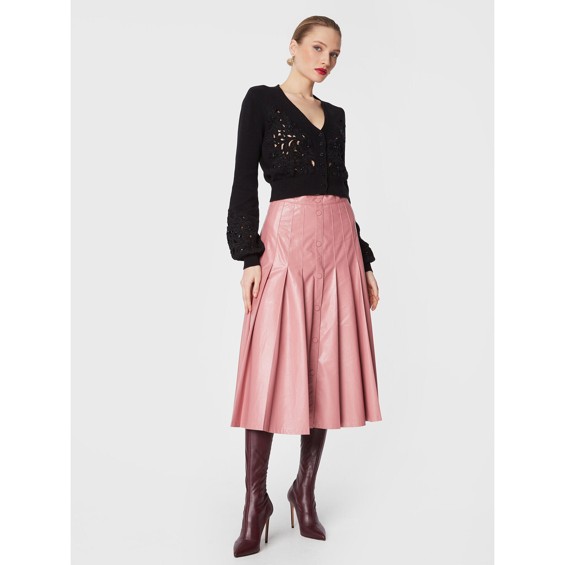 TWINSET Кардиган 231TP3491 Черен Loose Fit - Pepit.bg