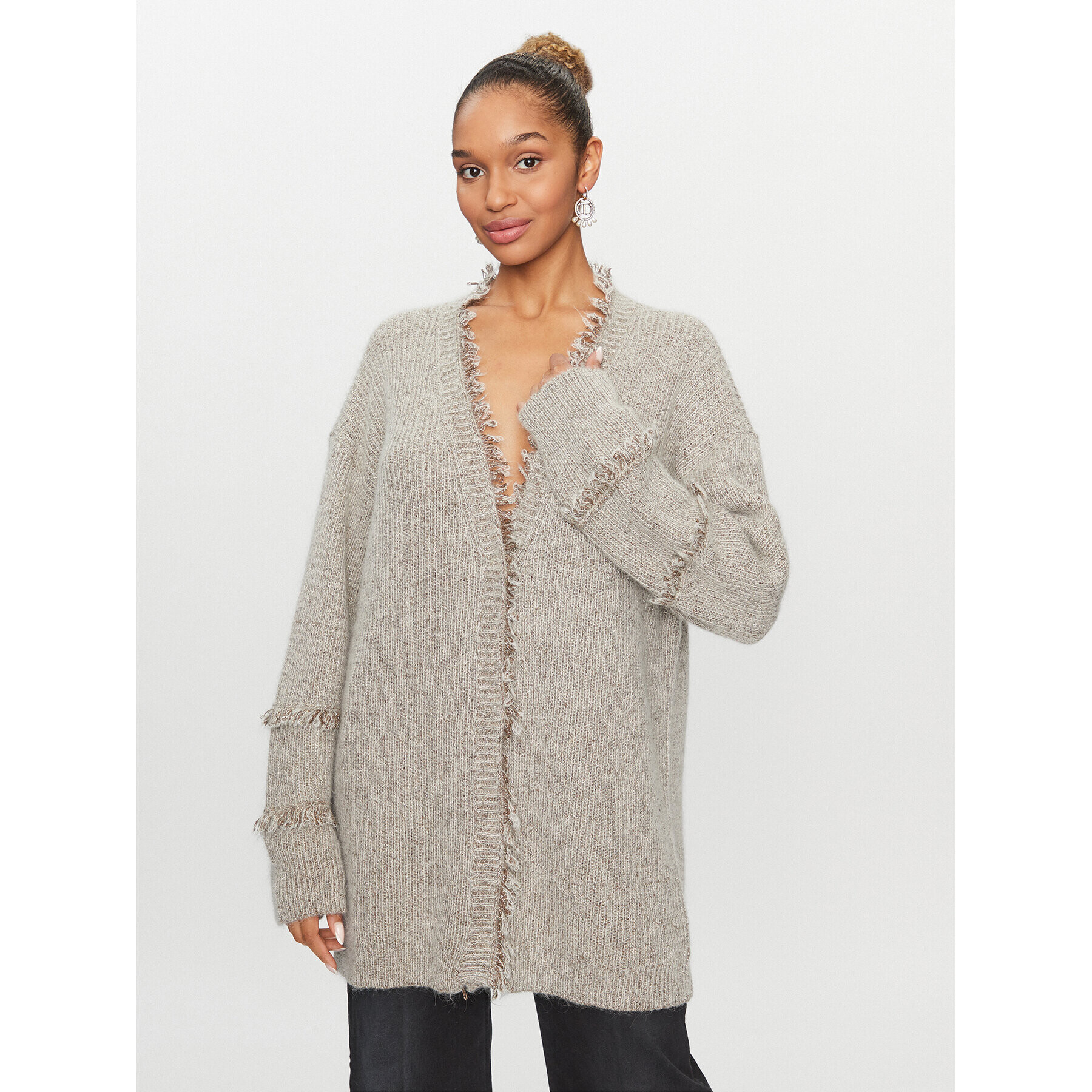 TWINSET Кардиган 232TT3231 Сив Loose Fit - Pepit.bg