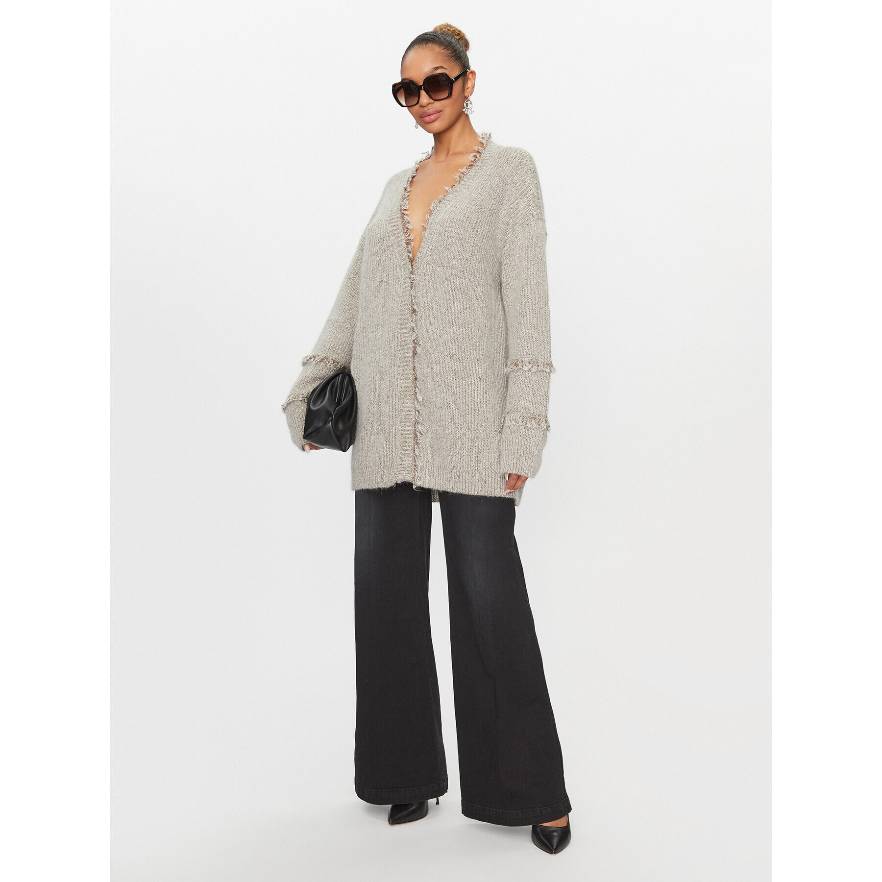 TWINSET Кардиган 232TT3231 Сив Loose Fit - Pepit.bg
