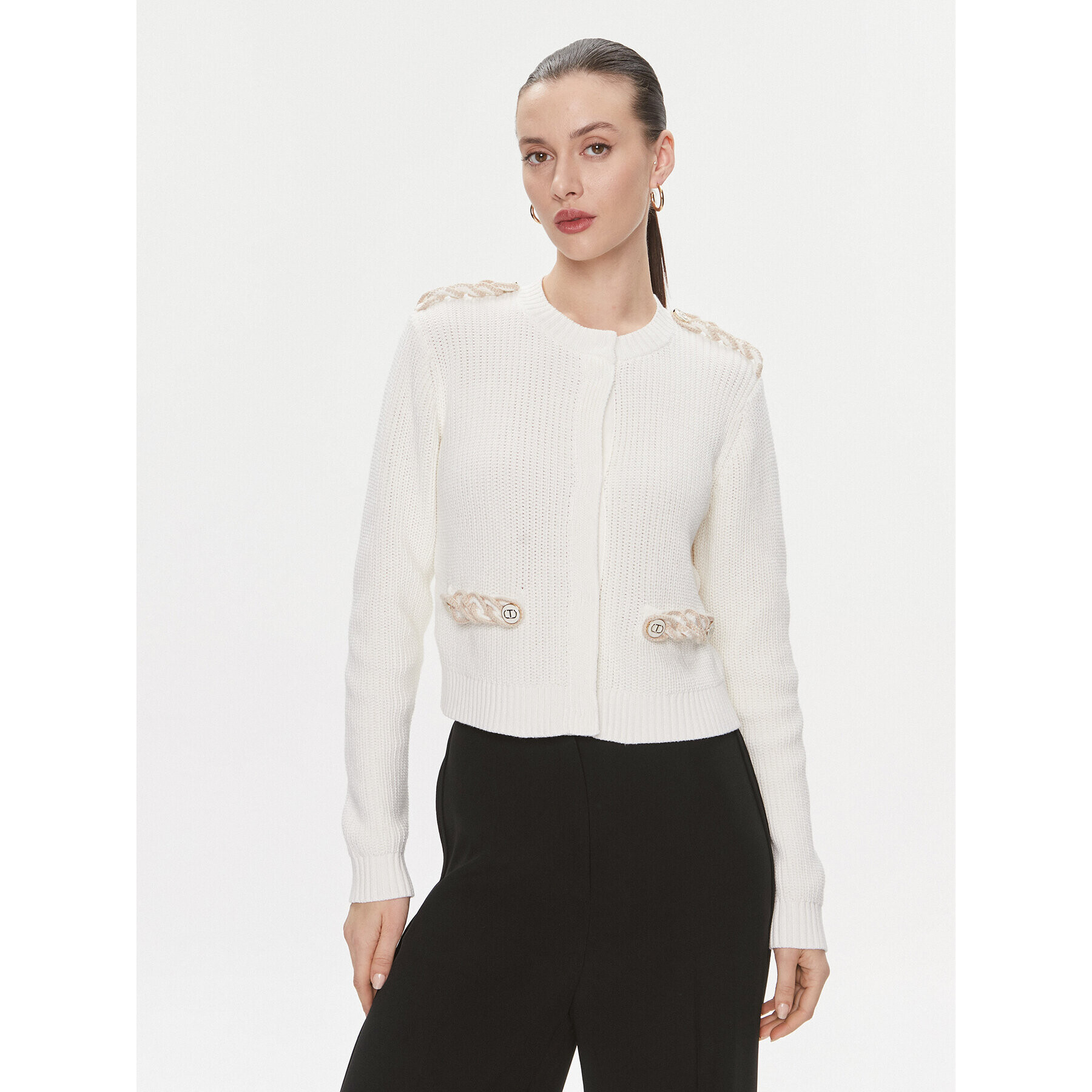 TWINSET Кардиган 241TP3111 Екрю Regular Fit - Pepit.bg