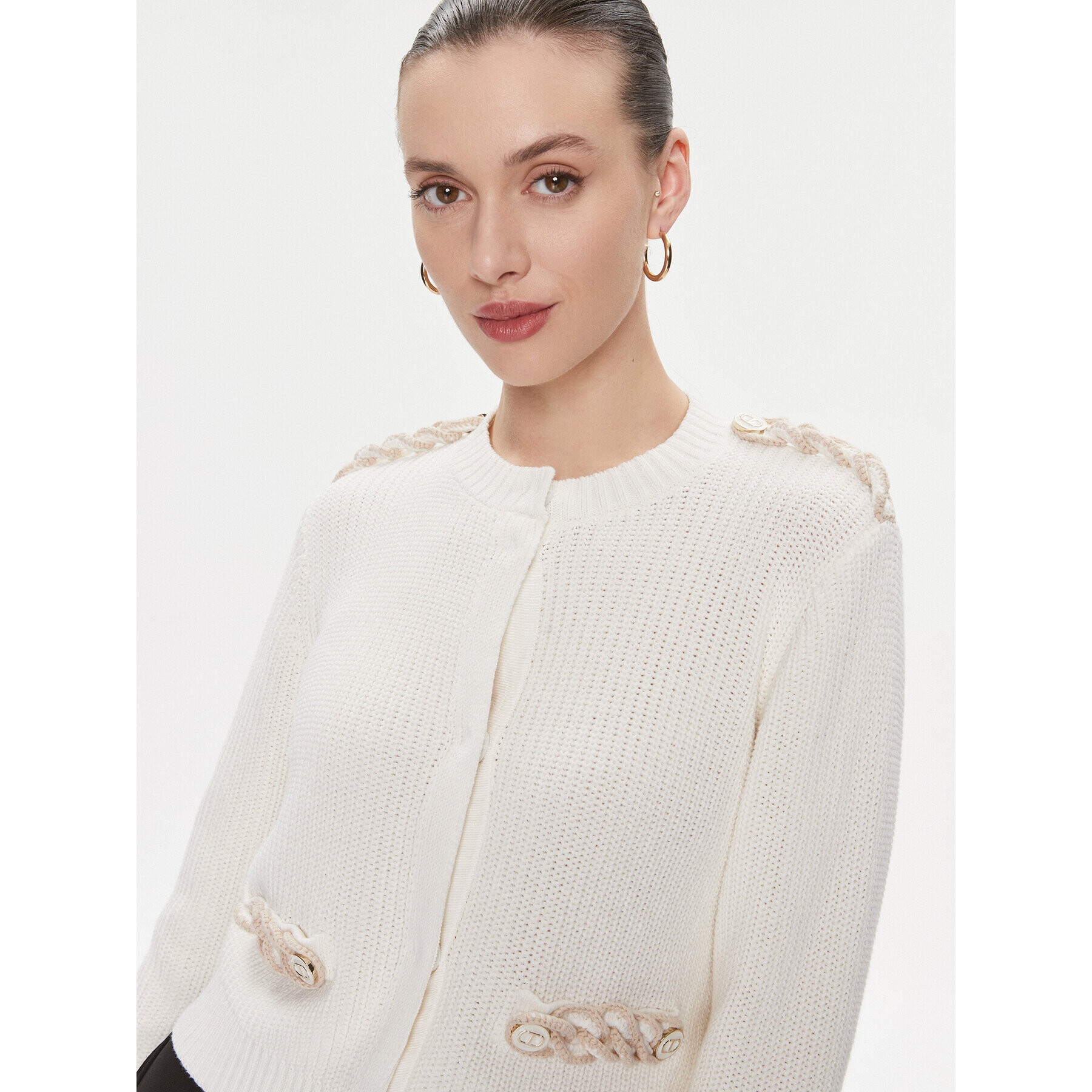TWINSET Кардиган 241TP3111 Екрю Regular Fit - Pepit.bg