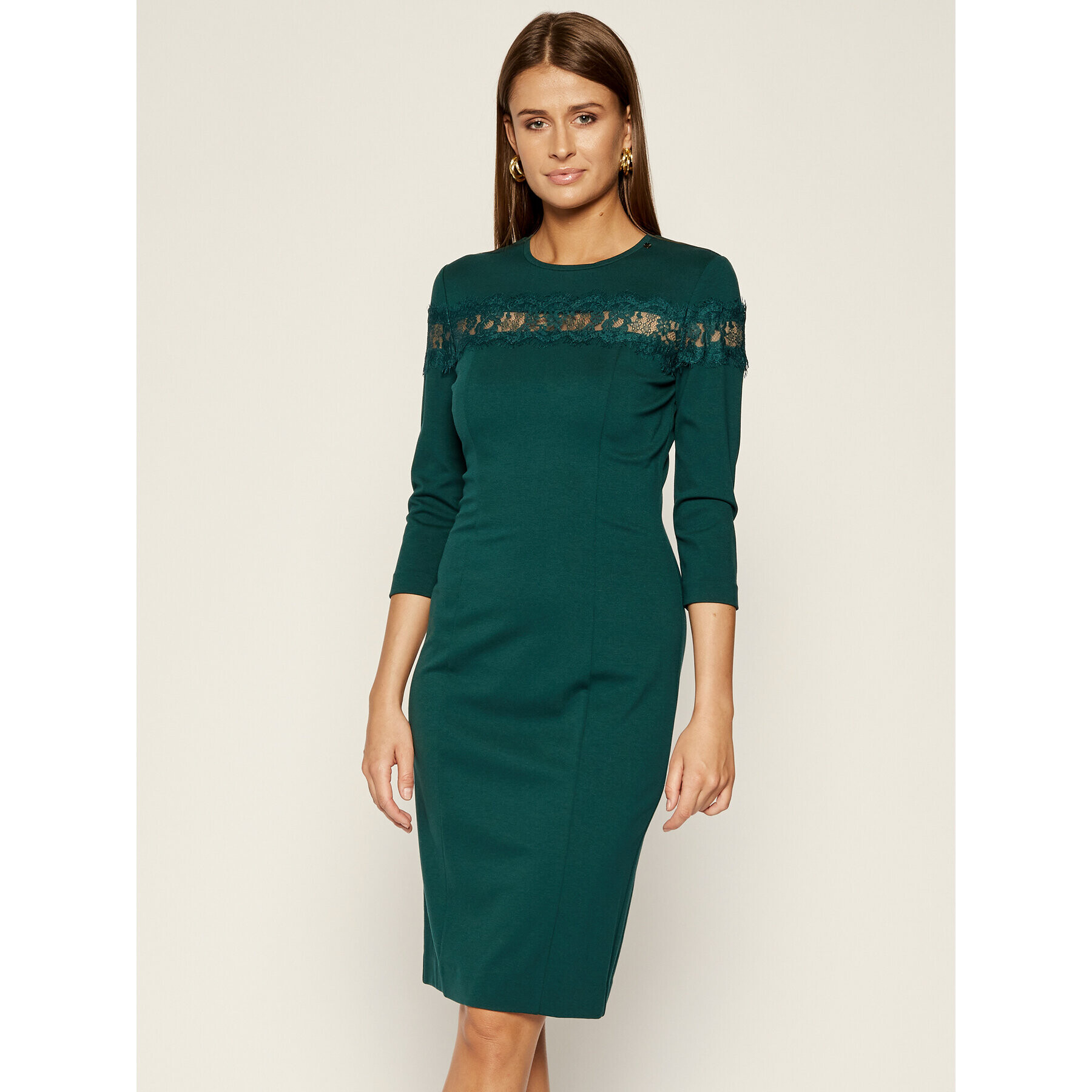 TWINSET Коктейлна рокля 192TP2093 Зелен Slim Fit - Pepit.bg