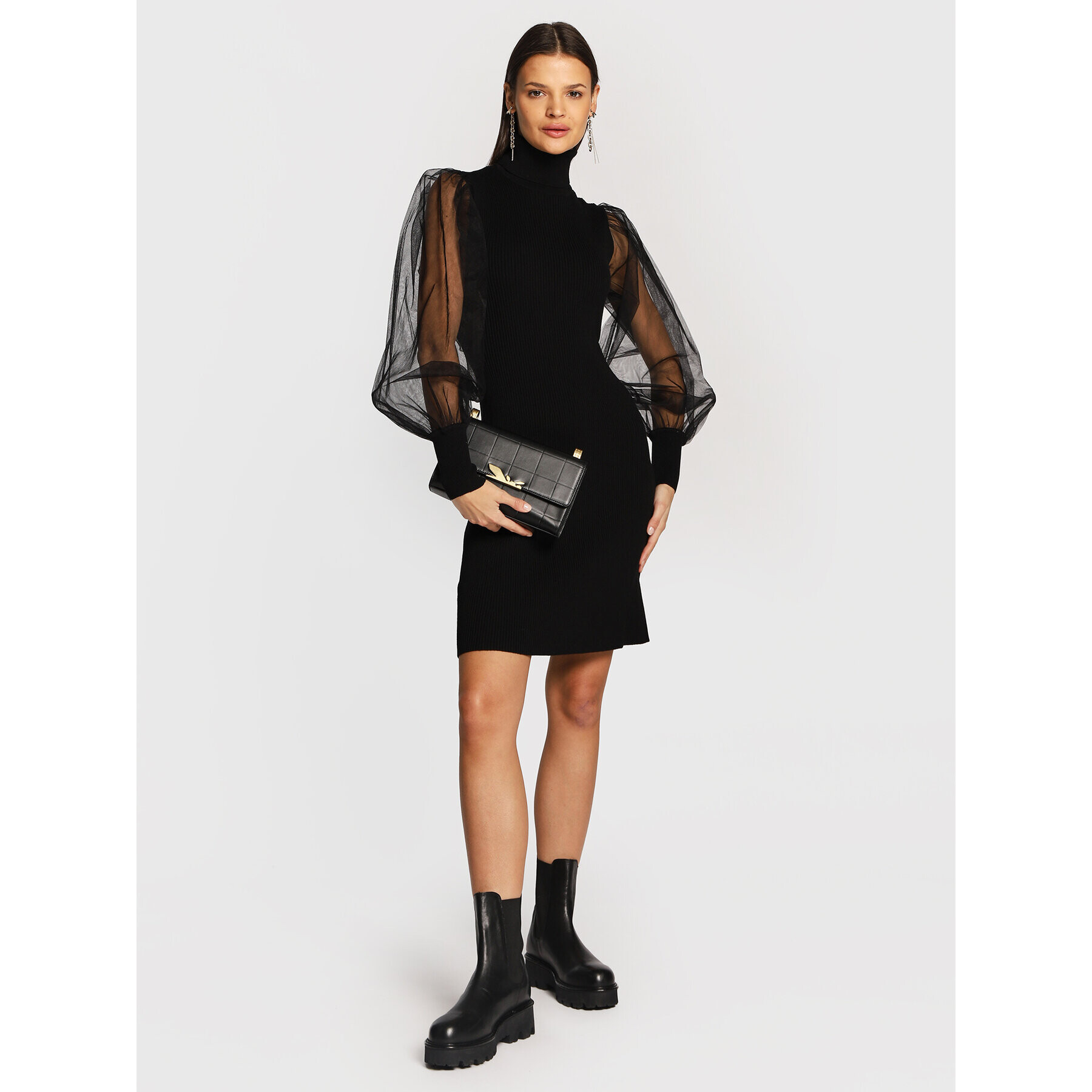 TWINSET Коктейлна рокля 222TT3103 Черен Slim Fit - Pepit.bg