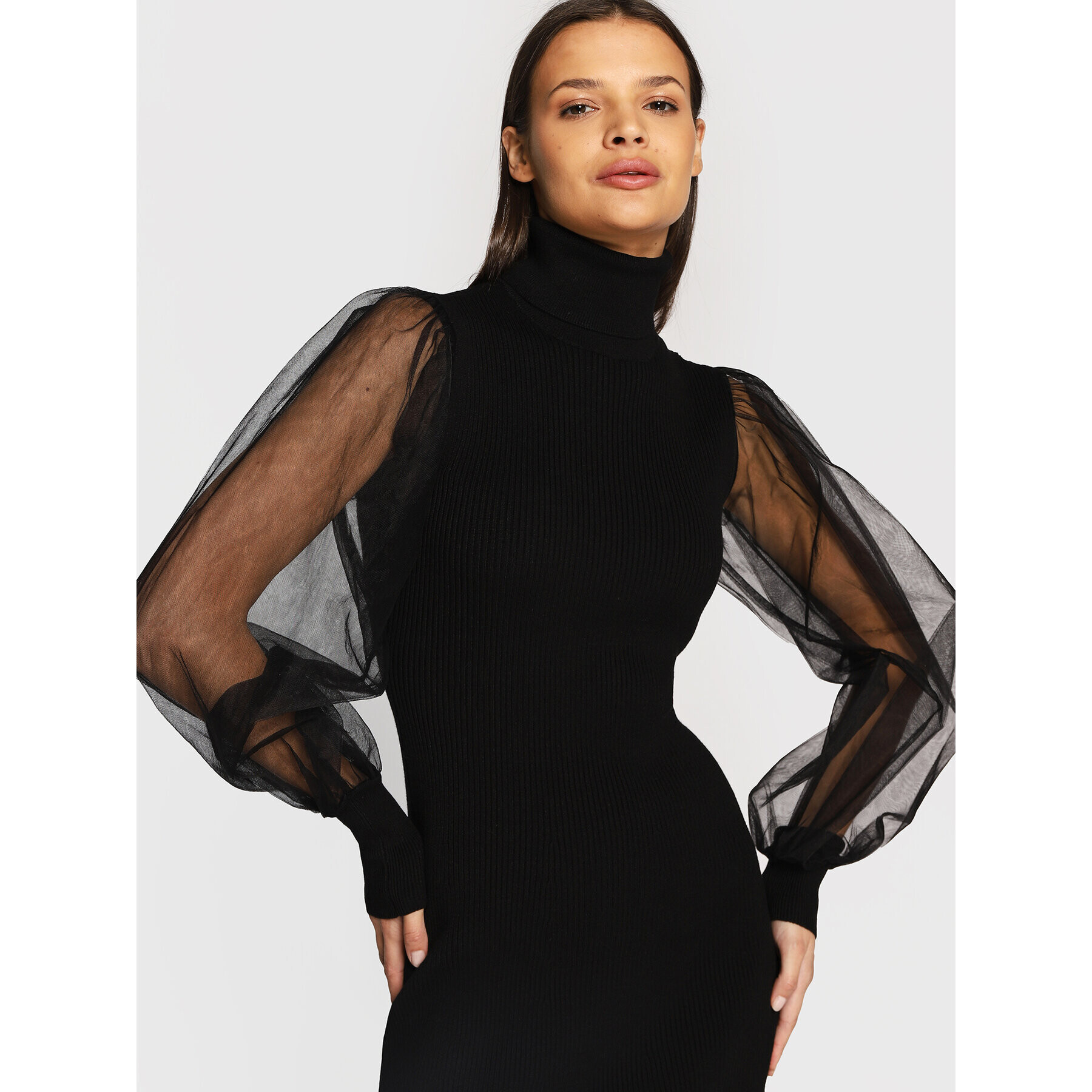 TWINSET Коктейлна рокля 222TT3103 Черен Slim Fit - Pepit.bg