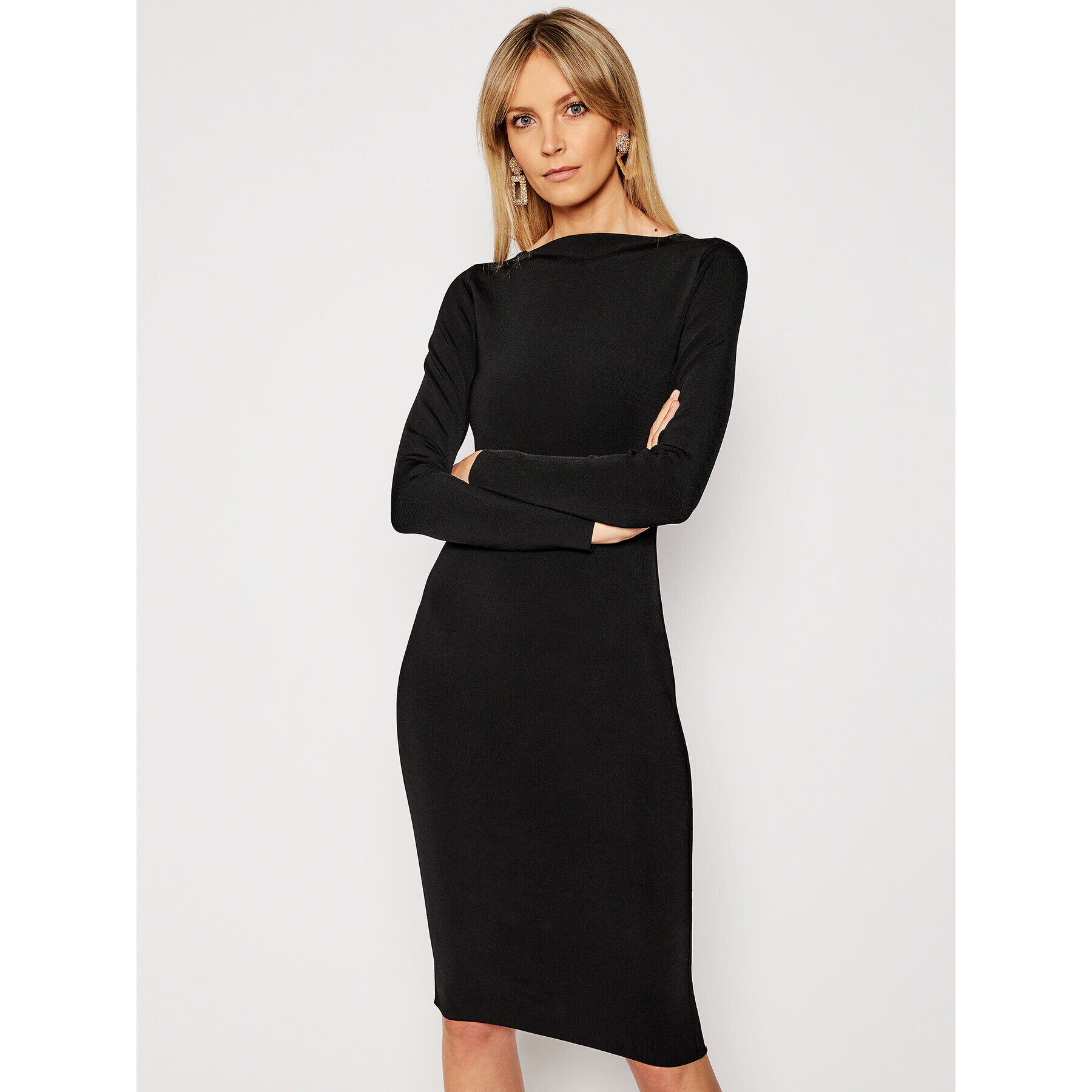 TWINSET Коктейлна рокля 202TP3148 Черен Slim Fit - Pepit.bg