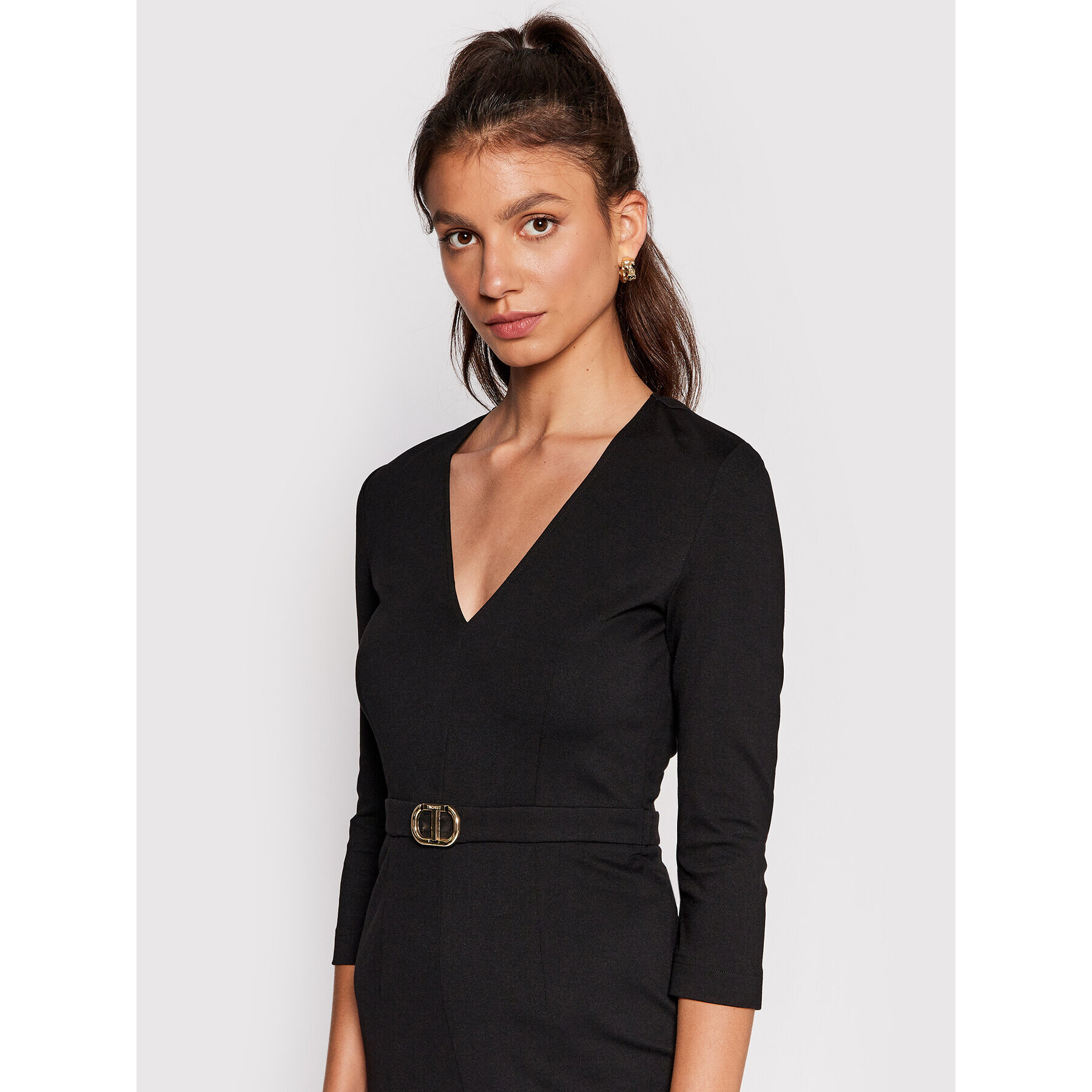 TWINSET Коктейлна рокля 222TP2412 Черен Regular Fit - Pepit.bg